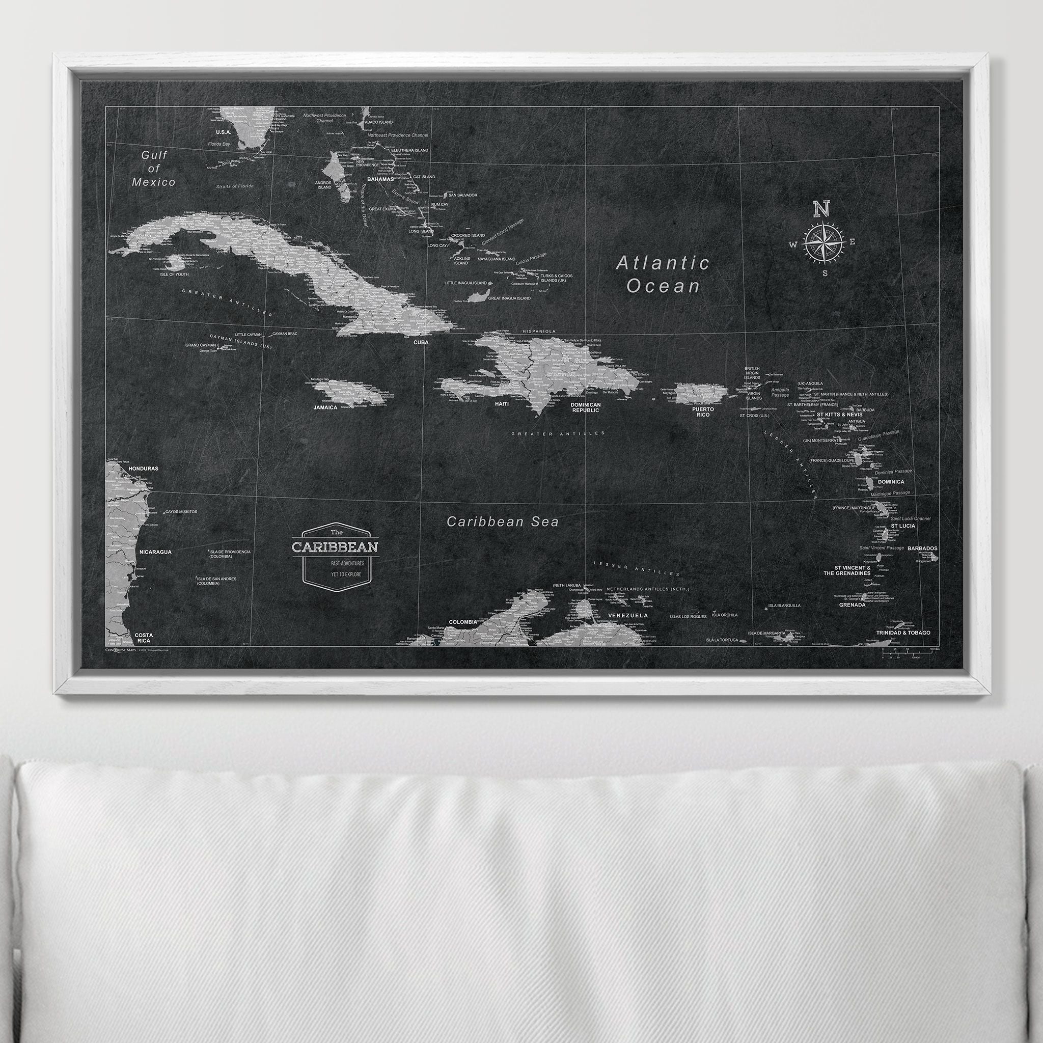 Push Pin Caribbean Map (Pin Board) - Desert Sunrise CM Pin Board
