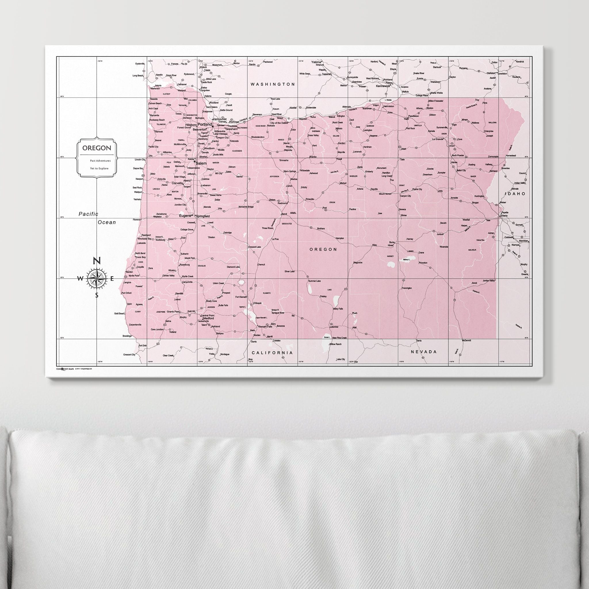 Push Pin Oregon Map (Pin Board) - Pink Color Splash CM Pin Board
