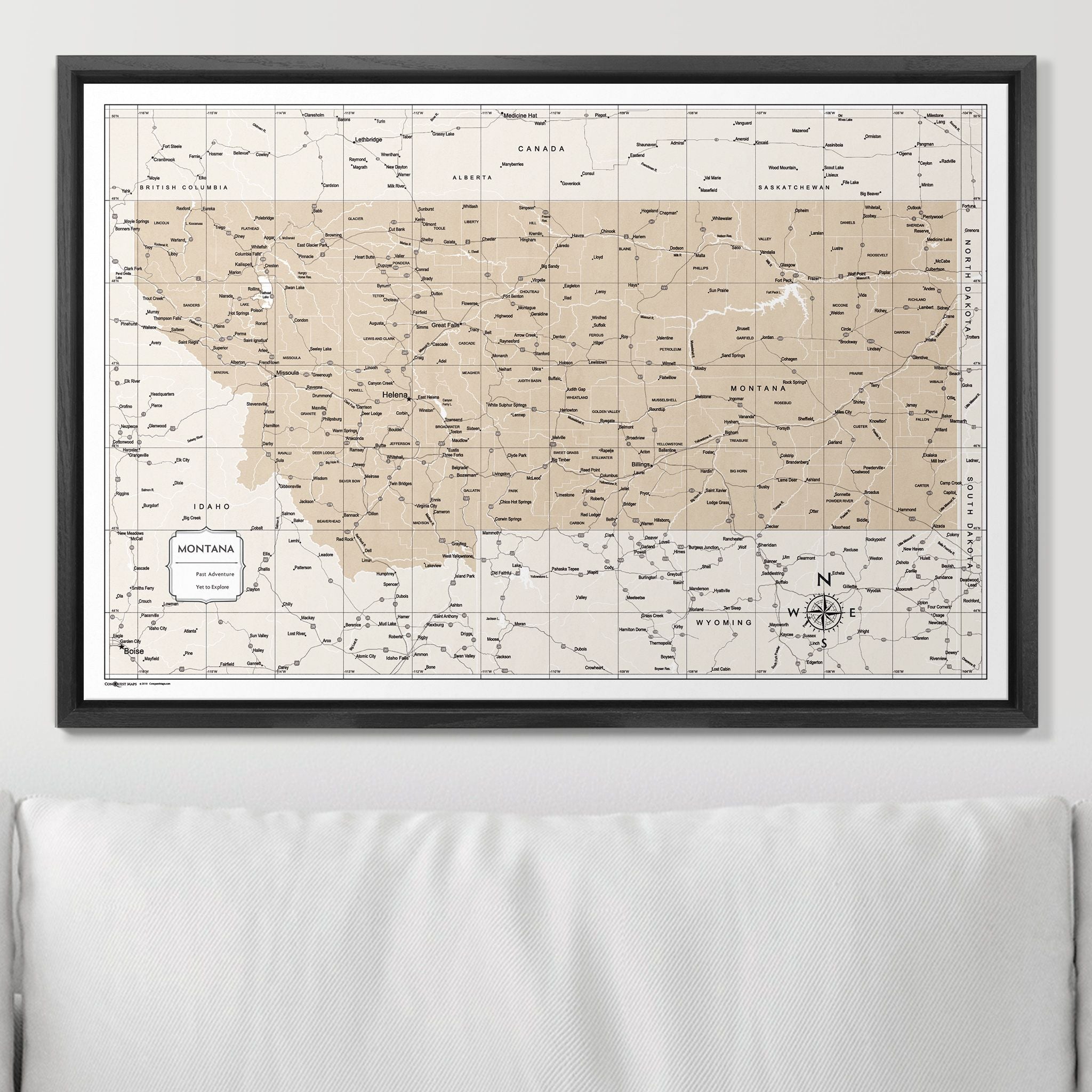 Push Pin Montana Map (Pin Board) - Light Brown Color Splash CM Pin Board