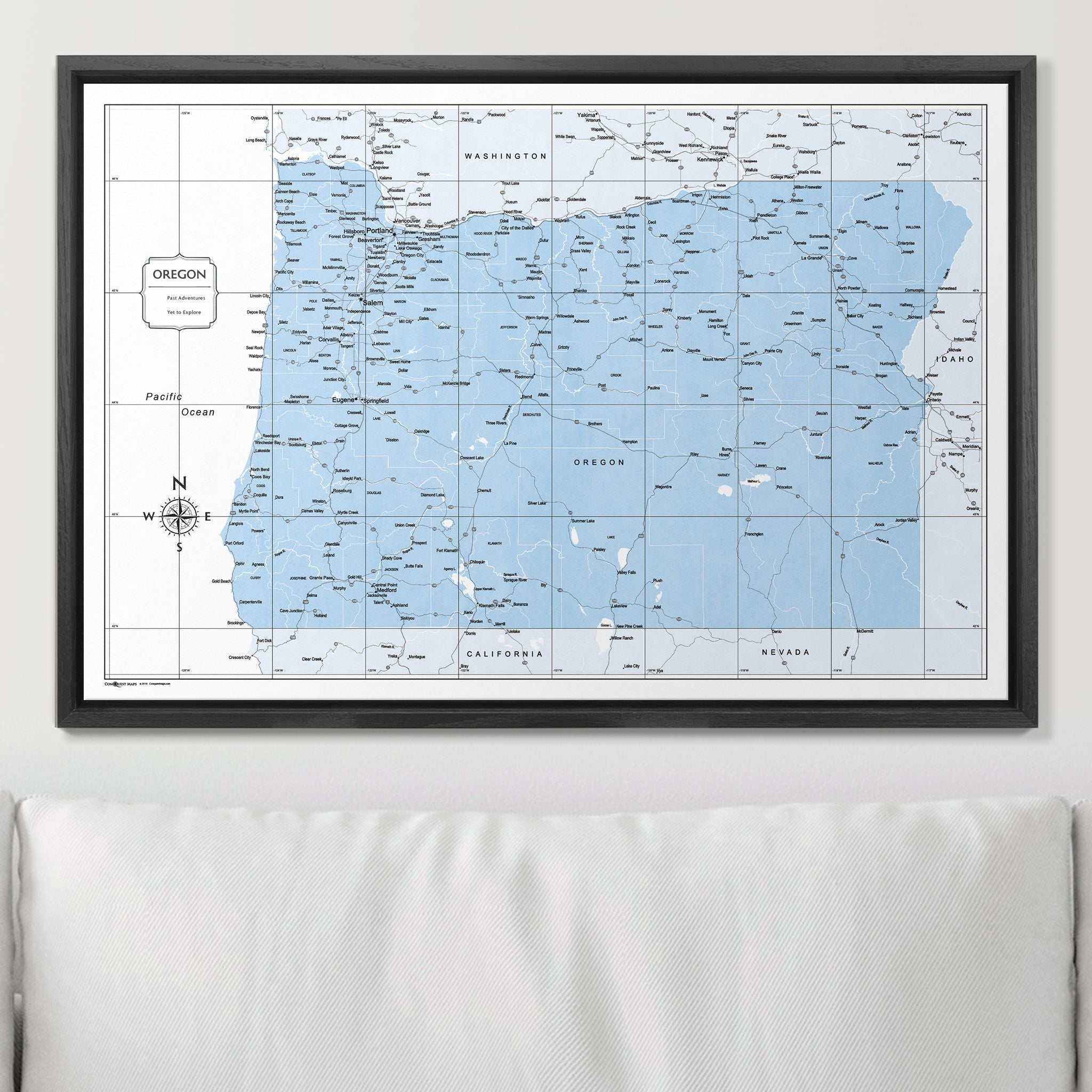 Push Pin Oregon Map (Pin Board) - Light Blue Color Splash CM Pin Board