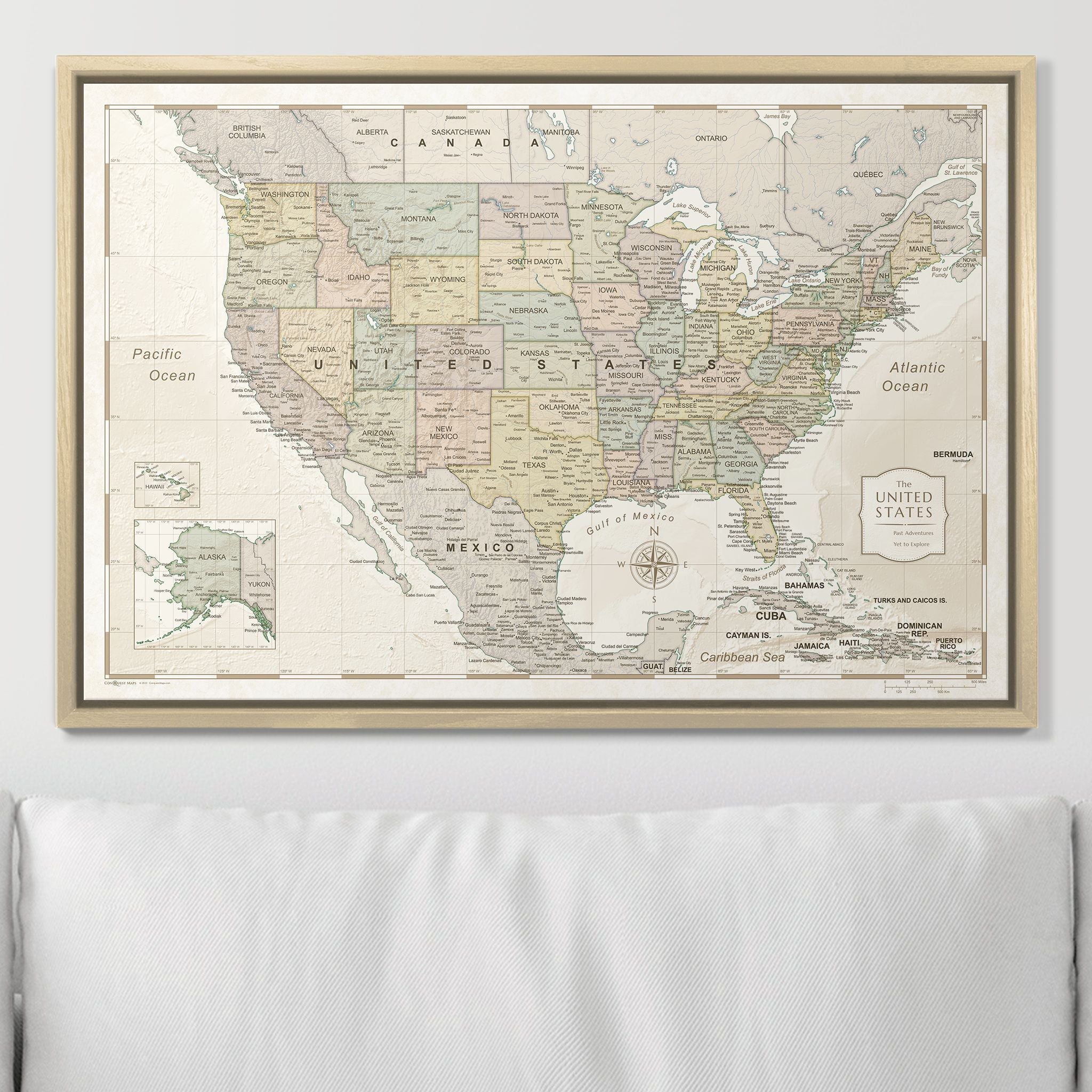 Push Pin USA Map (Pin Board) - Desert Sunrise - Overstock Sale CM Pin Board