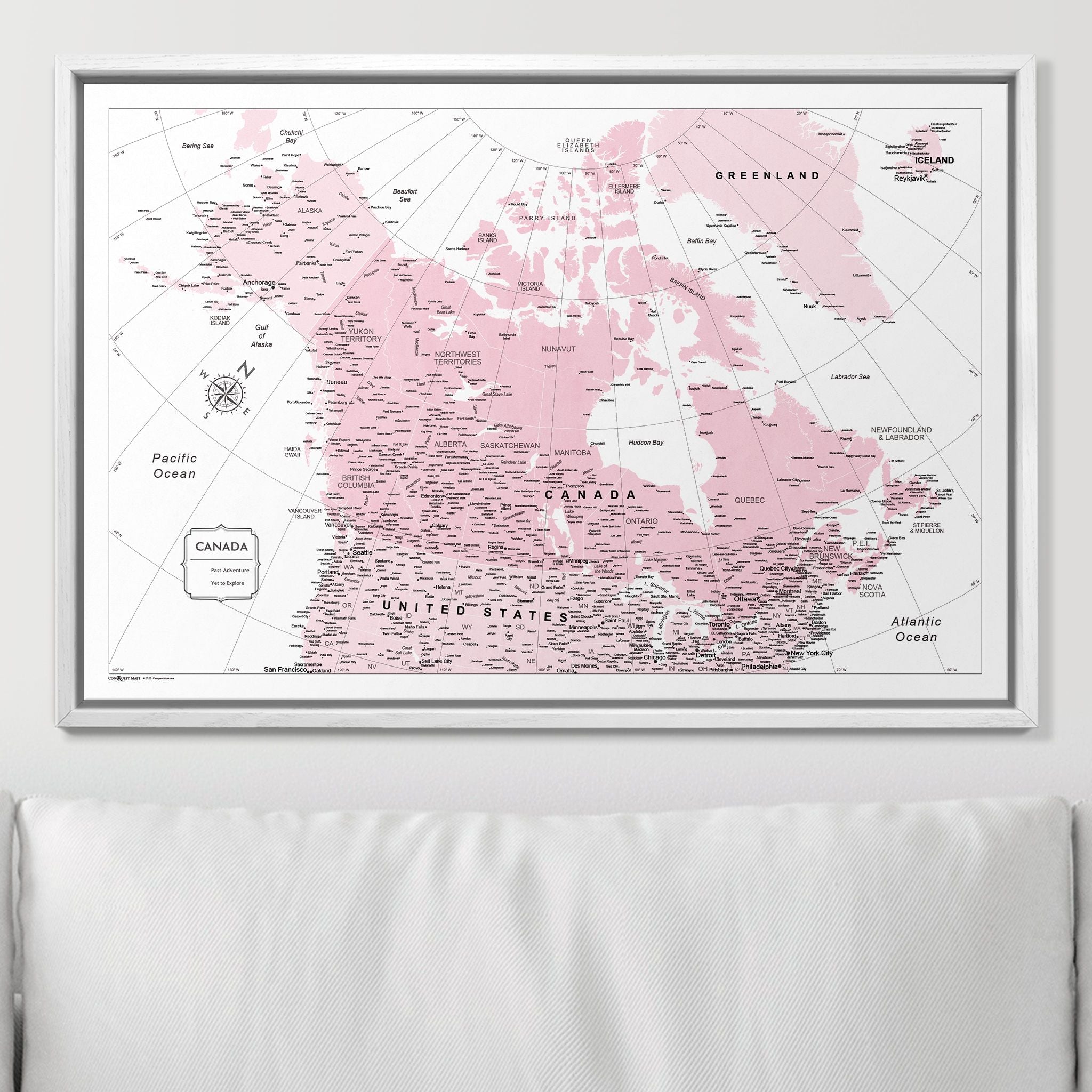 Push Pin Canada Map (Pin Board) - Pink Color Splash CM Pin Board