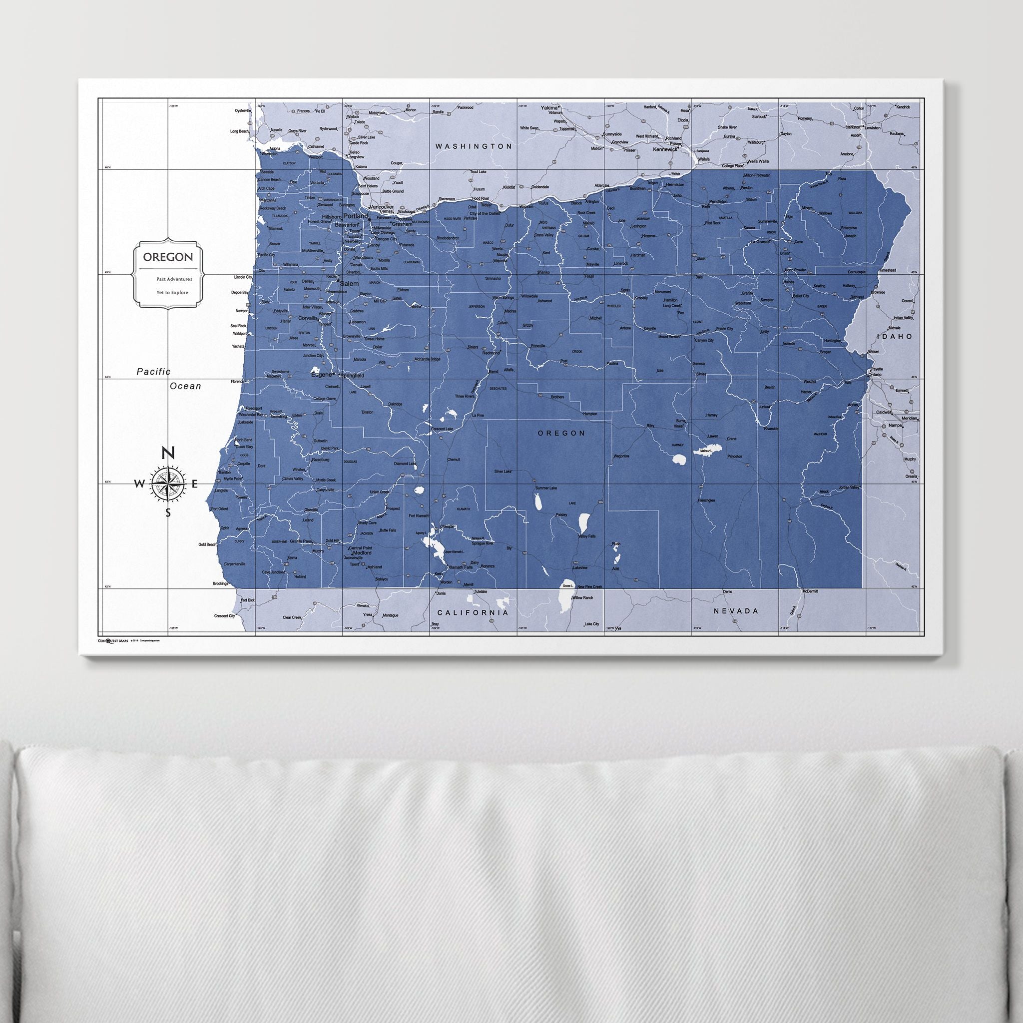 Push Pin Oregon Map (Pin Board) - Navy Color Splash CM Pin Board