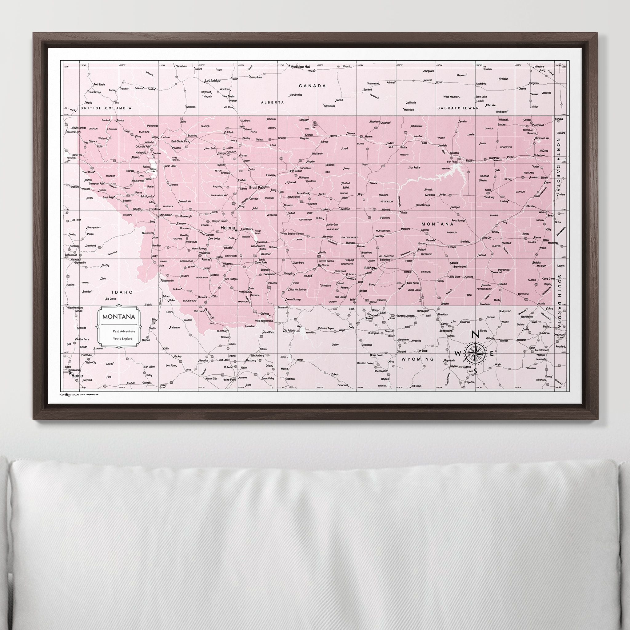 Push Pin Montana Map (Pin Board) - Pink Color Splash CM Pin Board