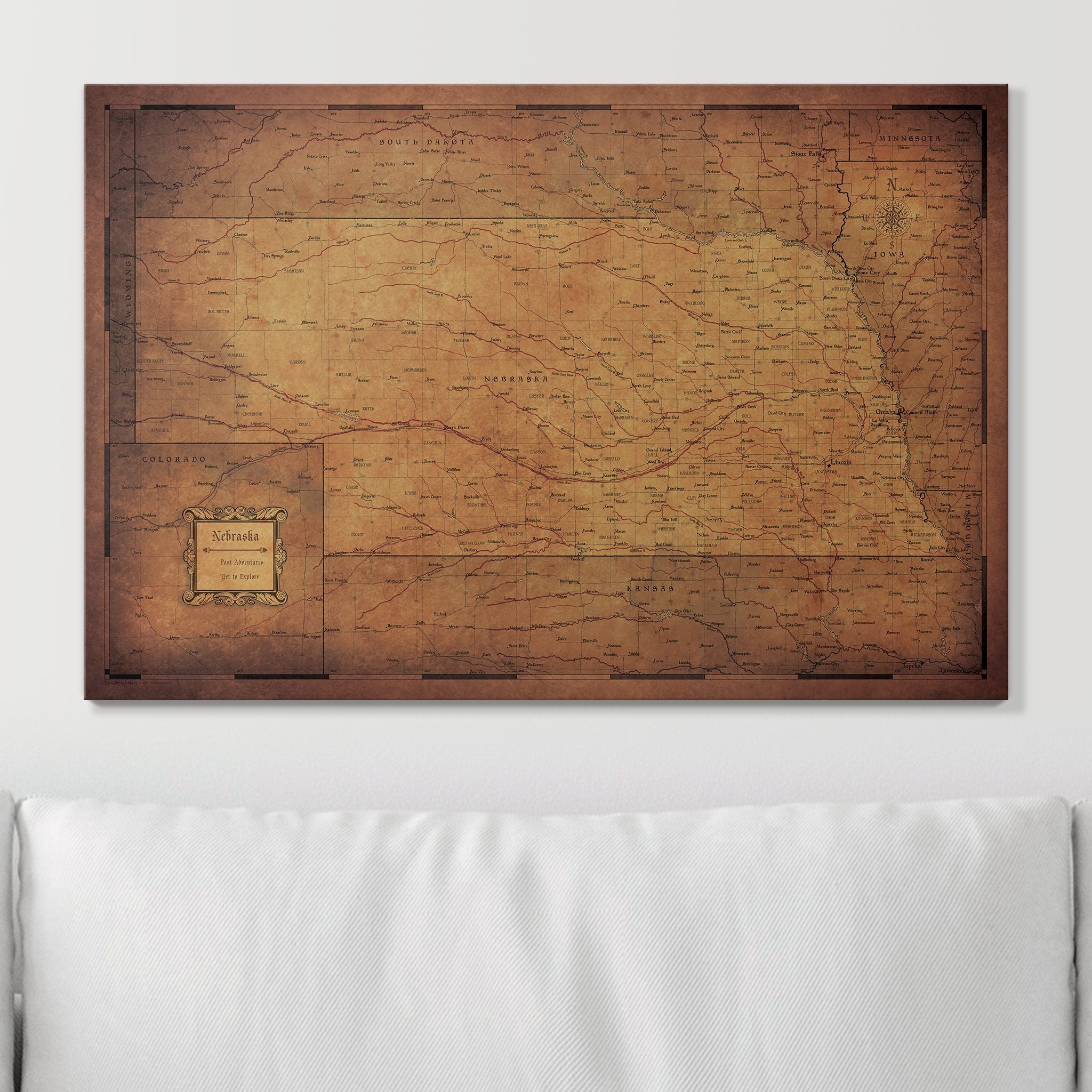 Push Pin Nebraska Map (Pin Board) - Golden Aged CM Pin Board