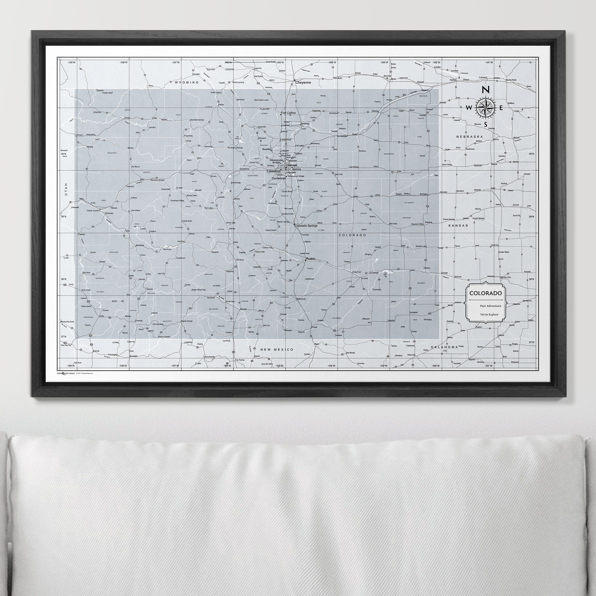 Push Pin Colorado Map (Pin Board) - Light Gray Color Splash CM Pin Board