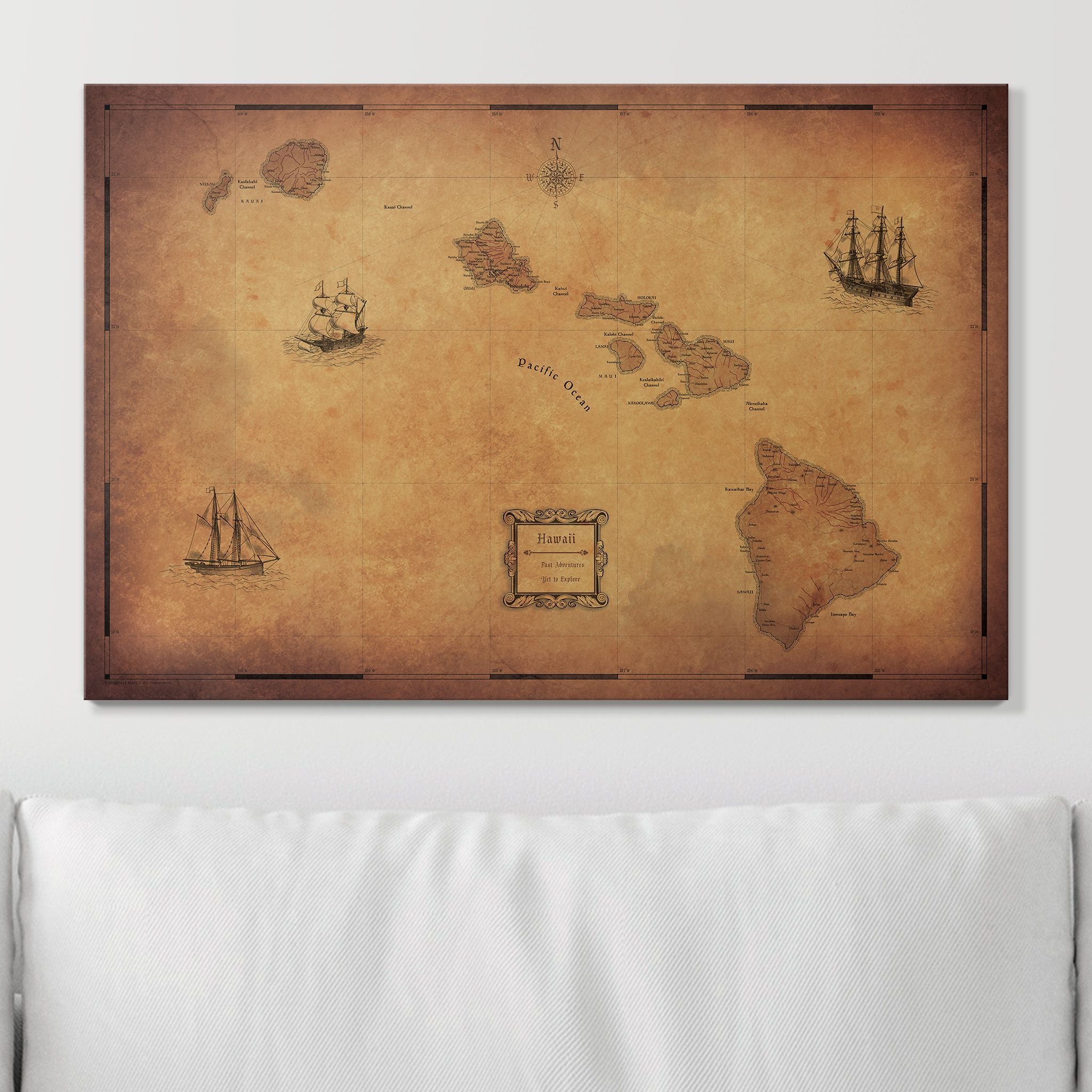 Push Pin Hawaii Map (Pin Board) - Golden Aged CM Pin Board