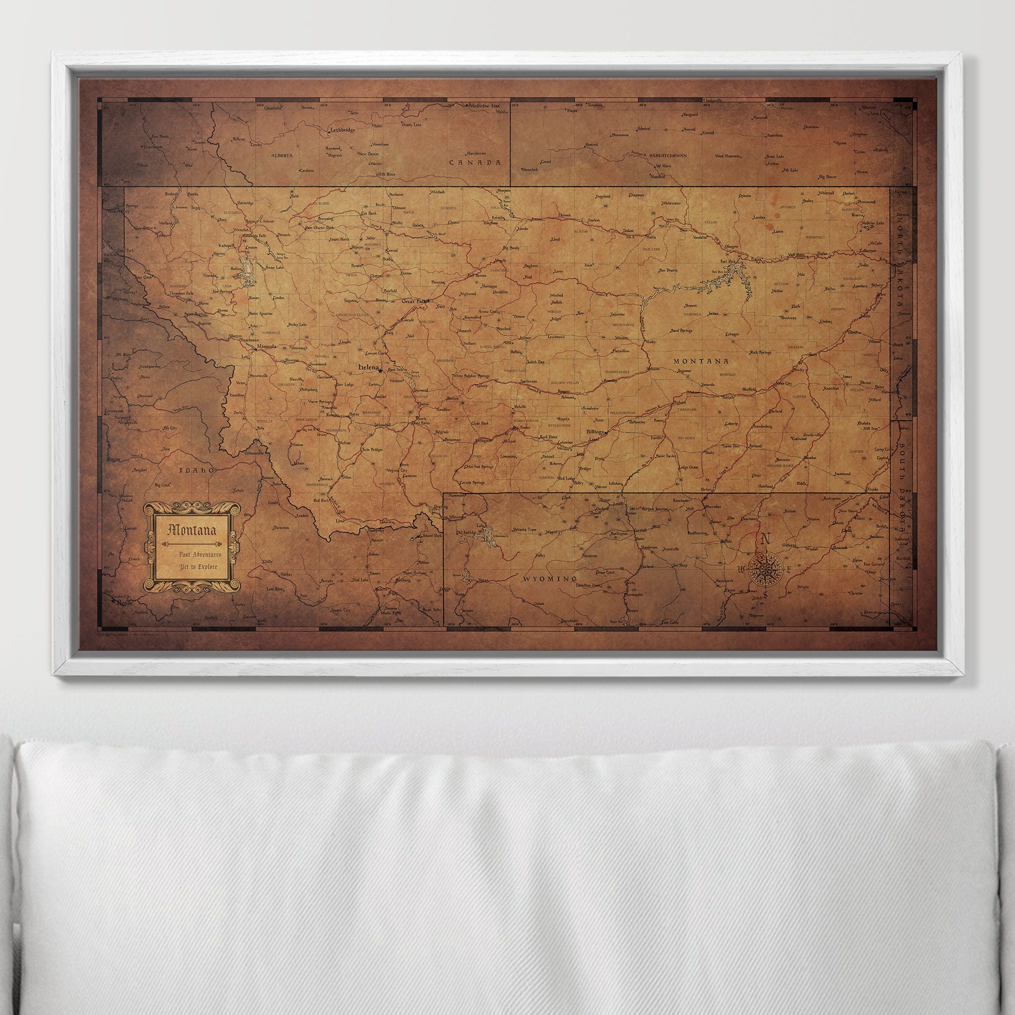 Push Pin Montana Map (Pin Board) - Golden Aged CM Pin Board