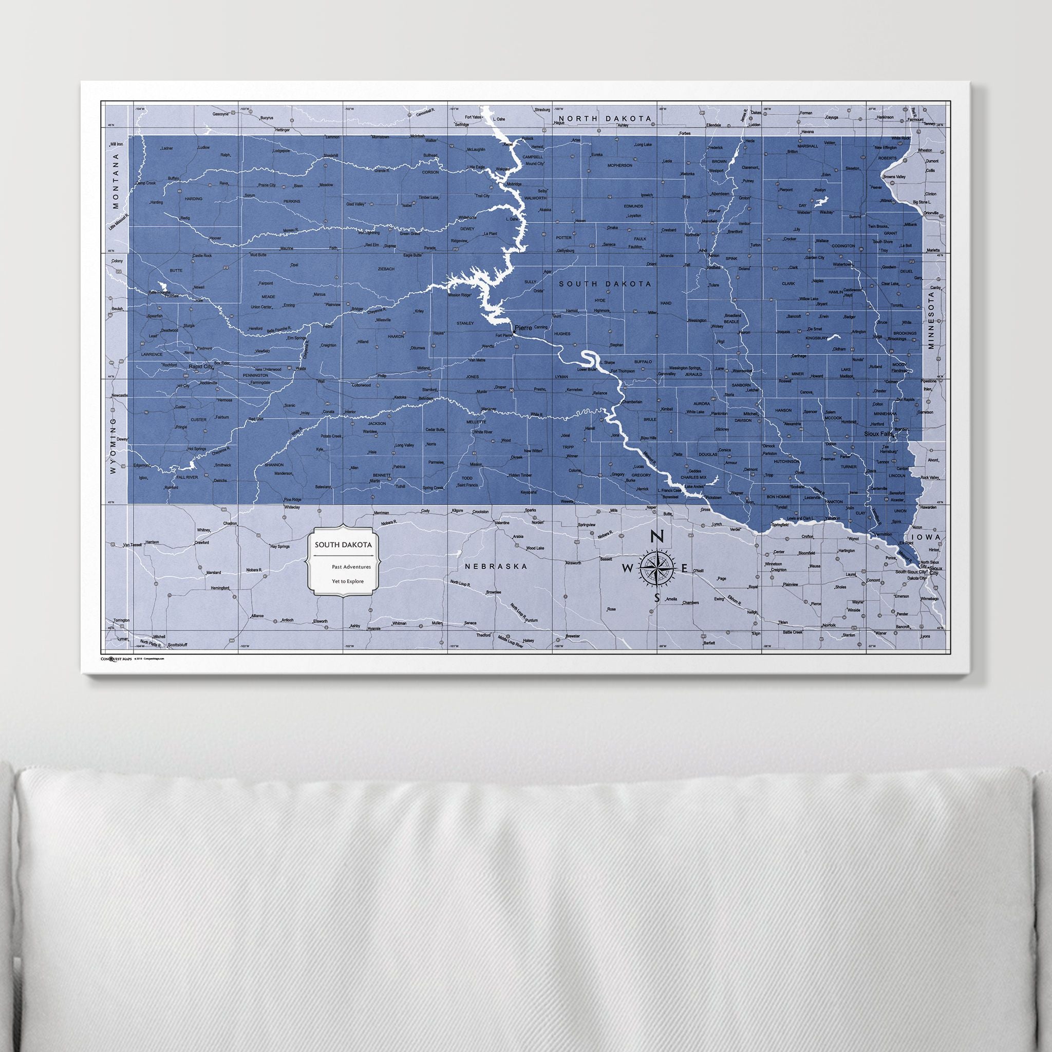 Push Pin South Dakota Map (Pin Board) - Navy Color Splash CM Pin Board