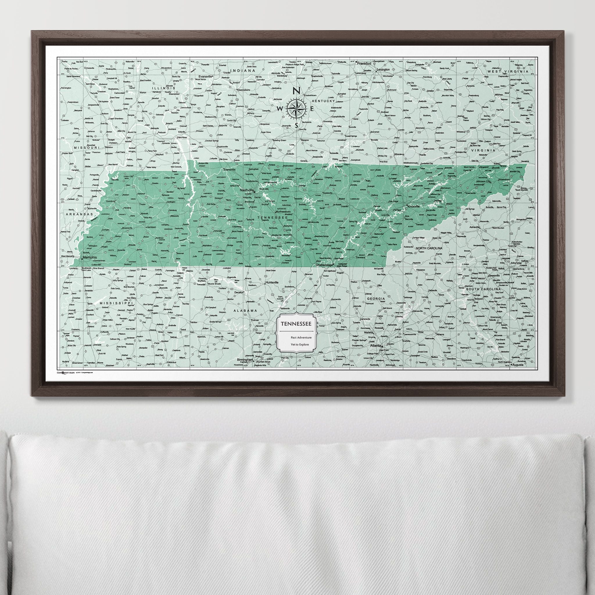 Push Pin Tennessee Map (Pin Board) - Green Color Splash CM Pin Board