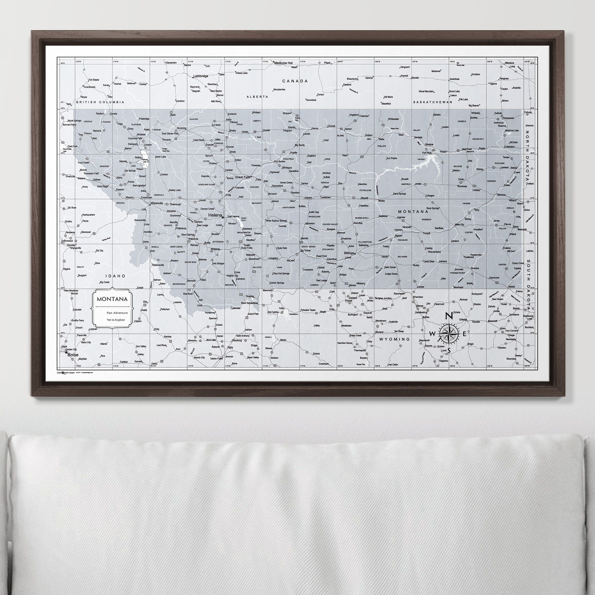 Push Pin Montana Map (Pin Board) - Light Gray Color Splash CM Pin Board