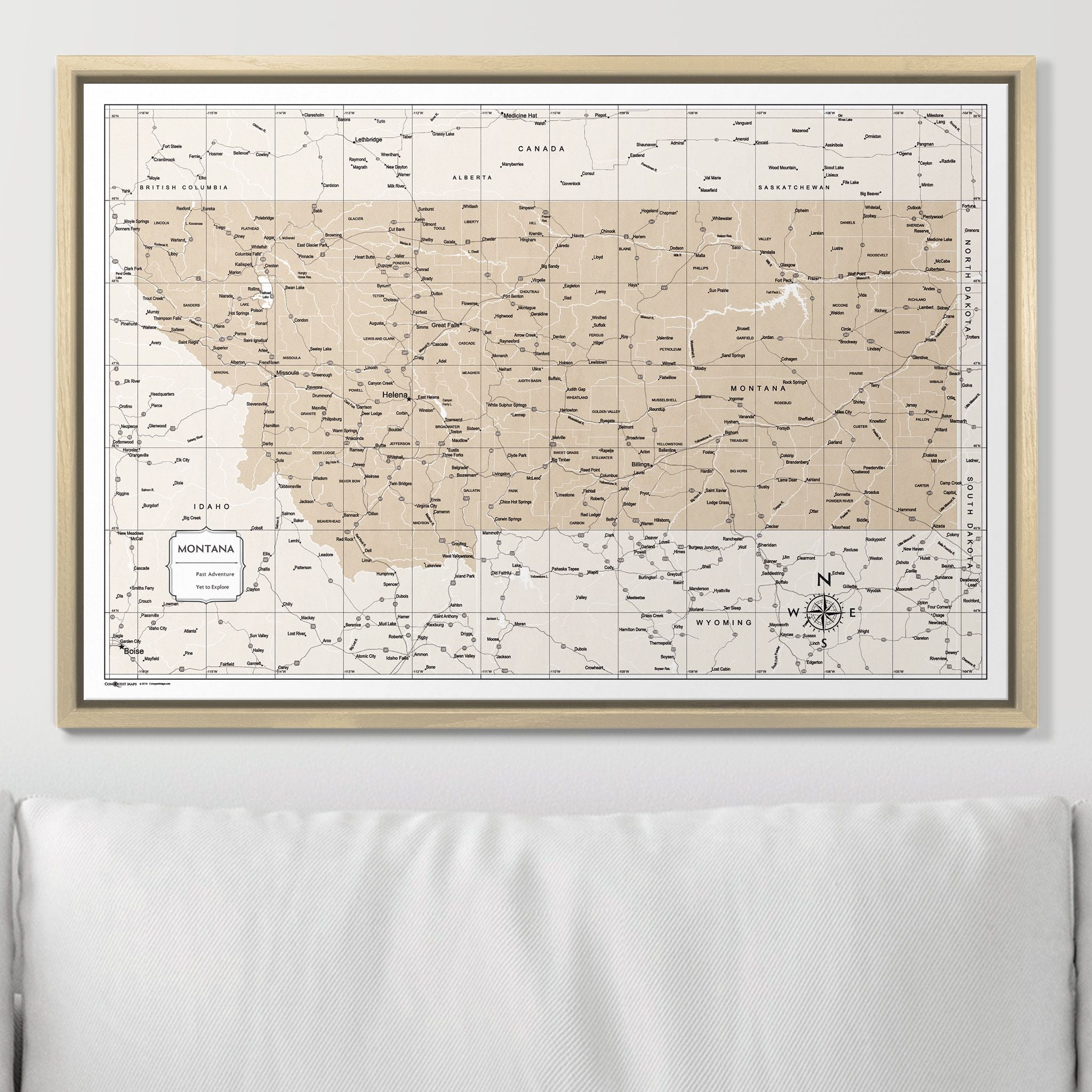 Push Pin Montana Map (Pin Board) - Light Brown Color Splash CM Pin Board