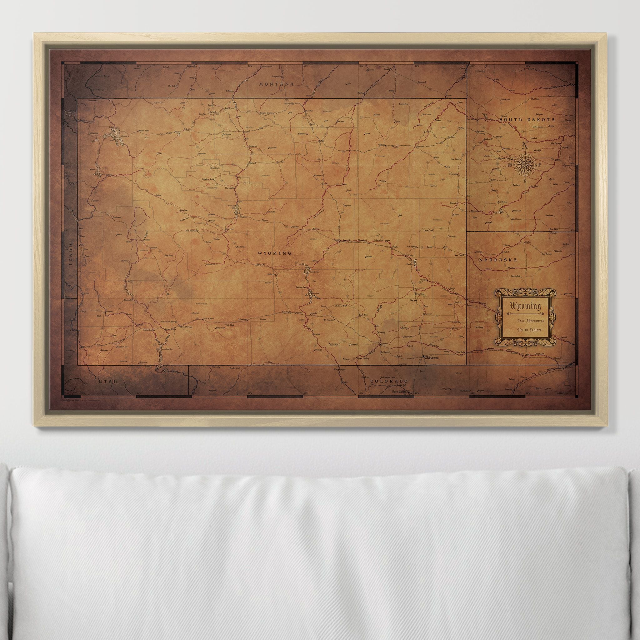 Push Pin Wyoming Map (Pin Board) - Golden Aged CM Pin Board