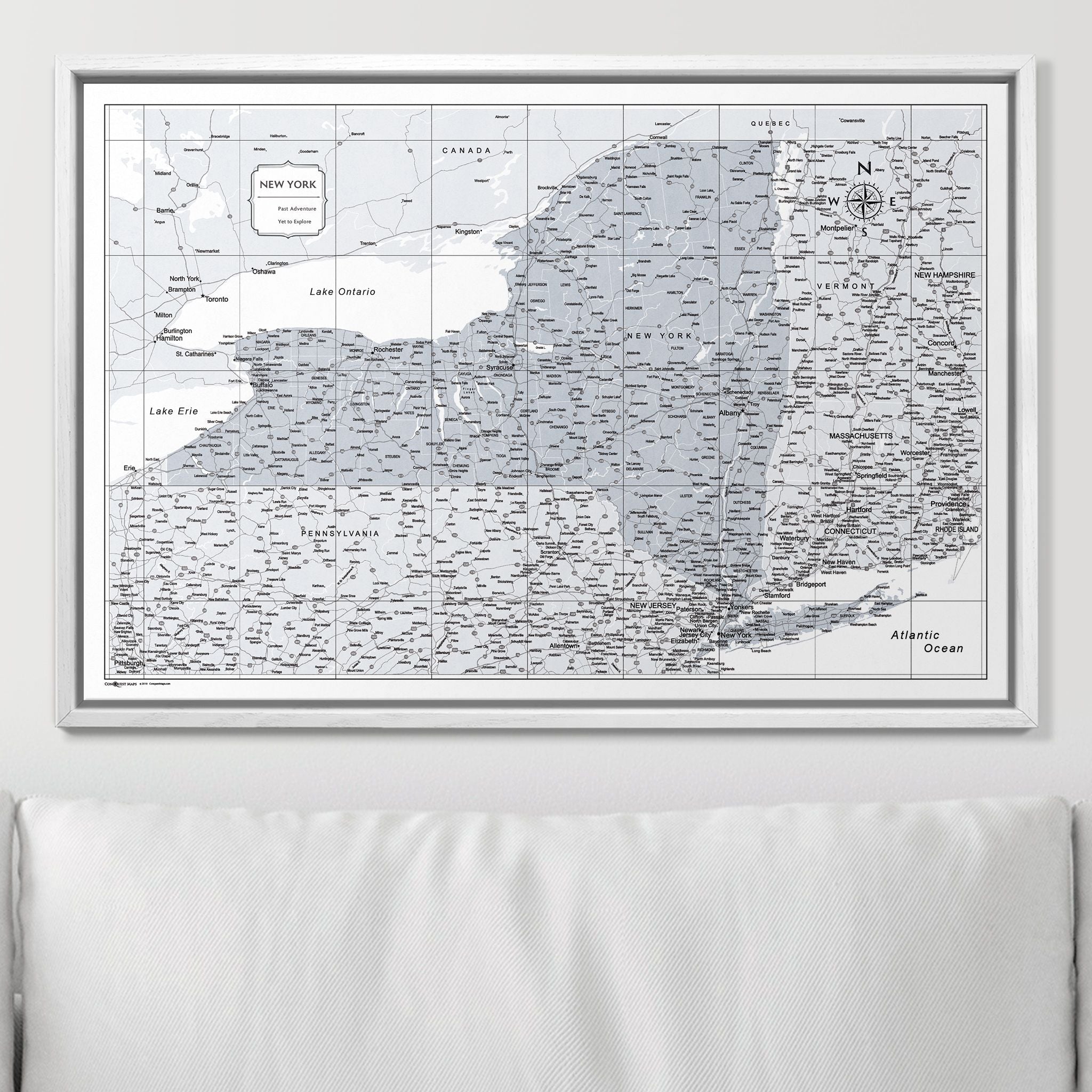 Push Pin New York Map (Pin Board) - Light Gray Color Splash CM Pin Board
