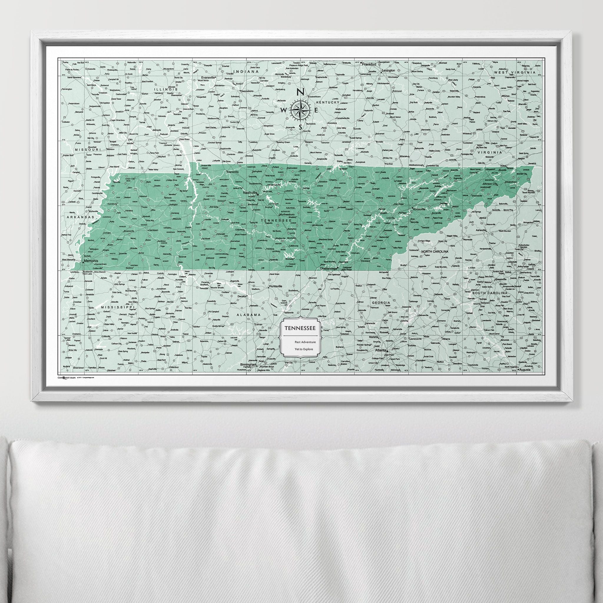 Push Pin Tennessee Map (Pin Board) - Green Color Splash CM Pin Board