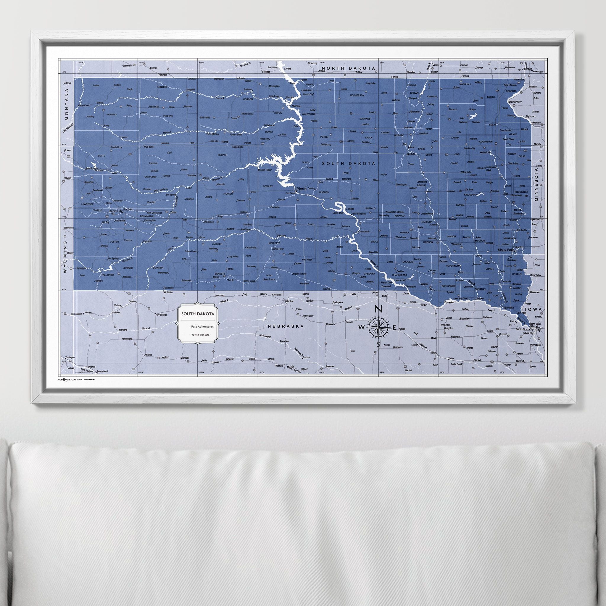 Push Pin South Dakota Map (Pin Board) - Navy Color Splash CM Pin Board