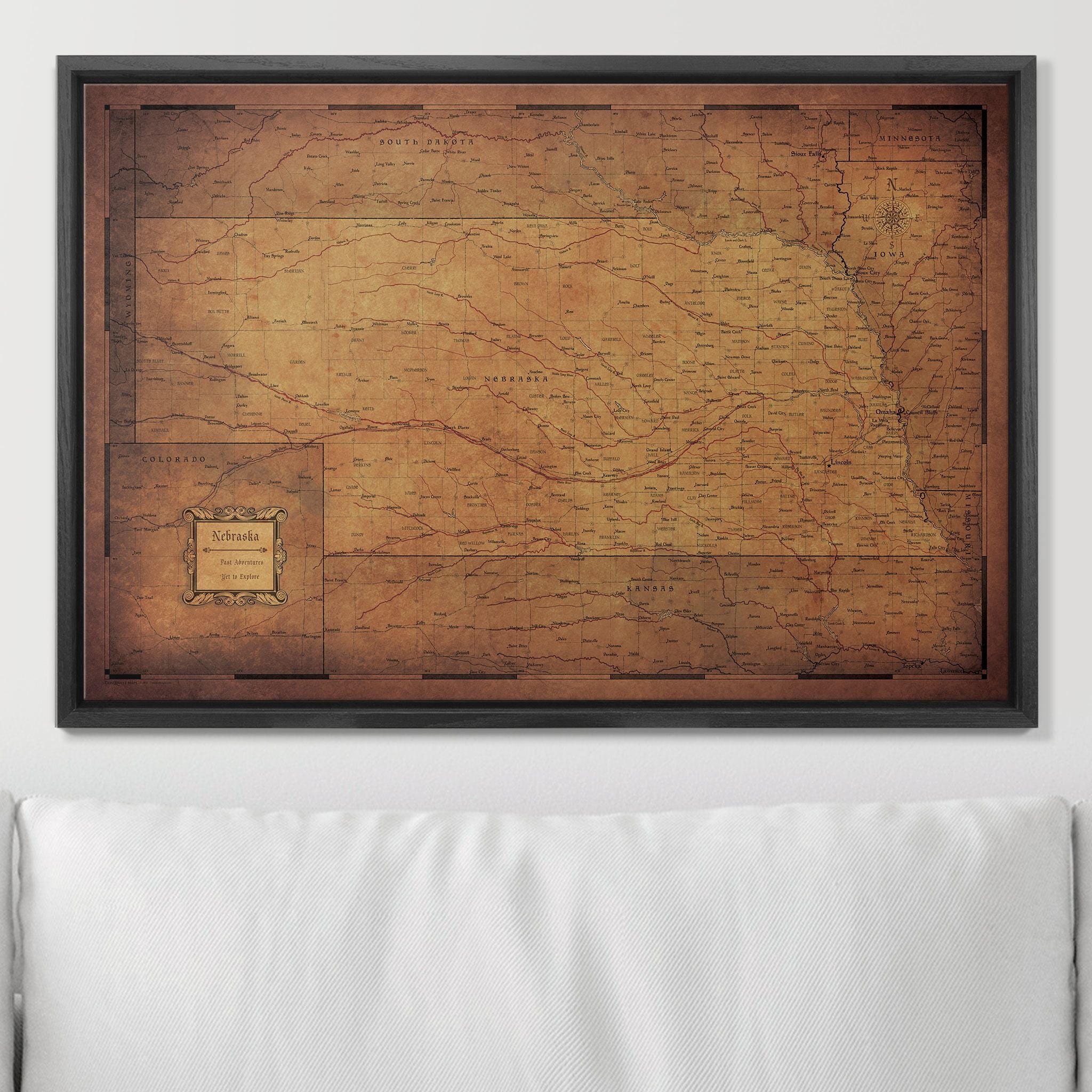 Push Pin Nebraska Map (Pin Board) - Golden Aged CM Pin Board