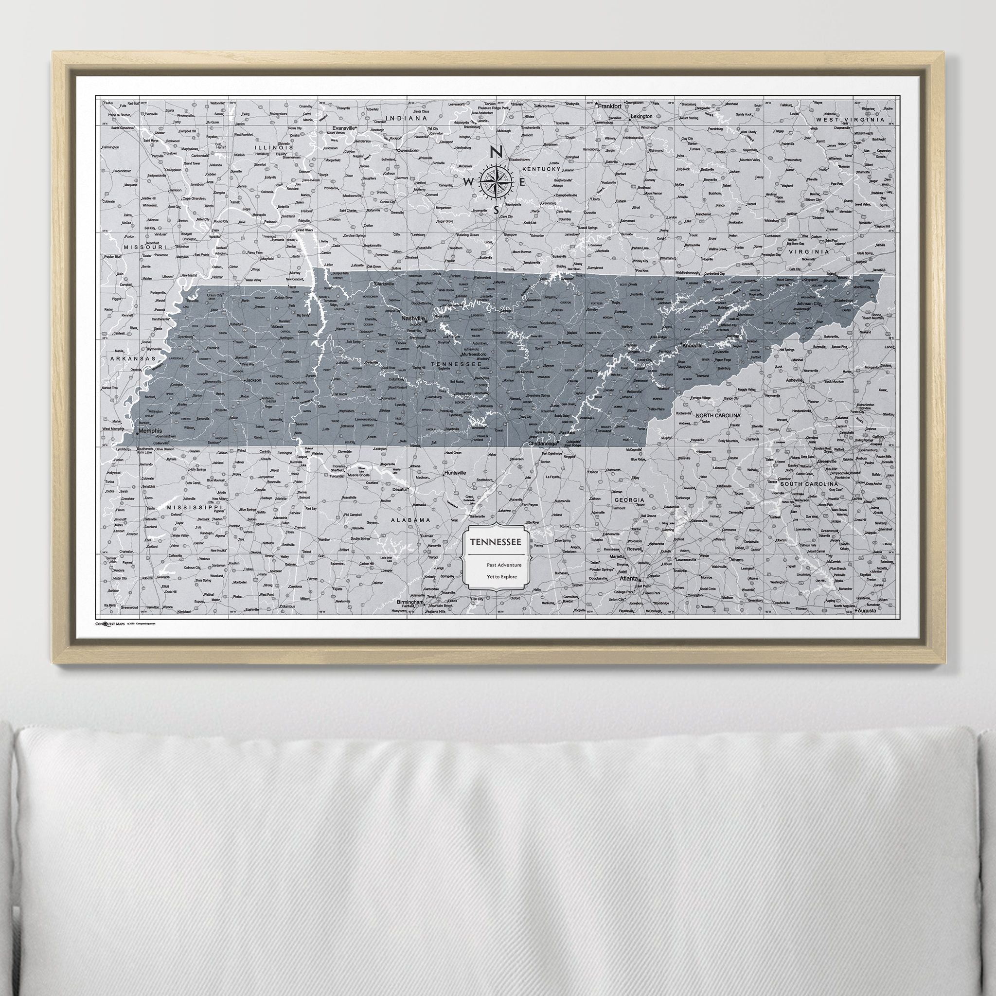 Push Pin Tennessee Map (Pin Board) - Dark Gray Color Splash CM Pin Board