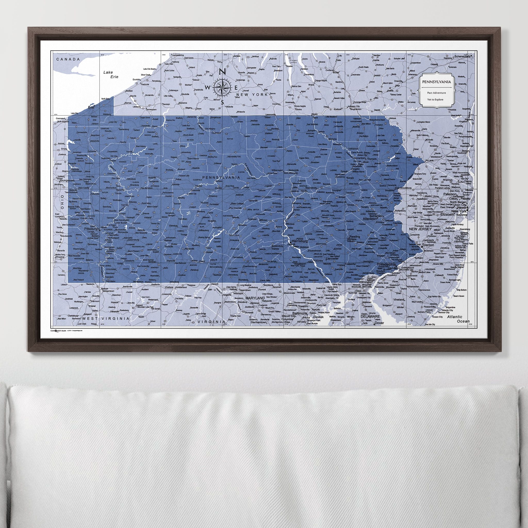 Push Pin Pennsylvania Map (Pin Board) - Navy Color Splash CM Pin Board