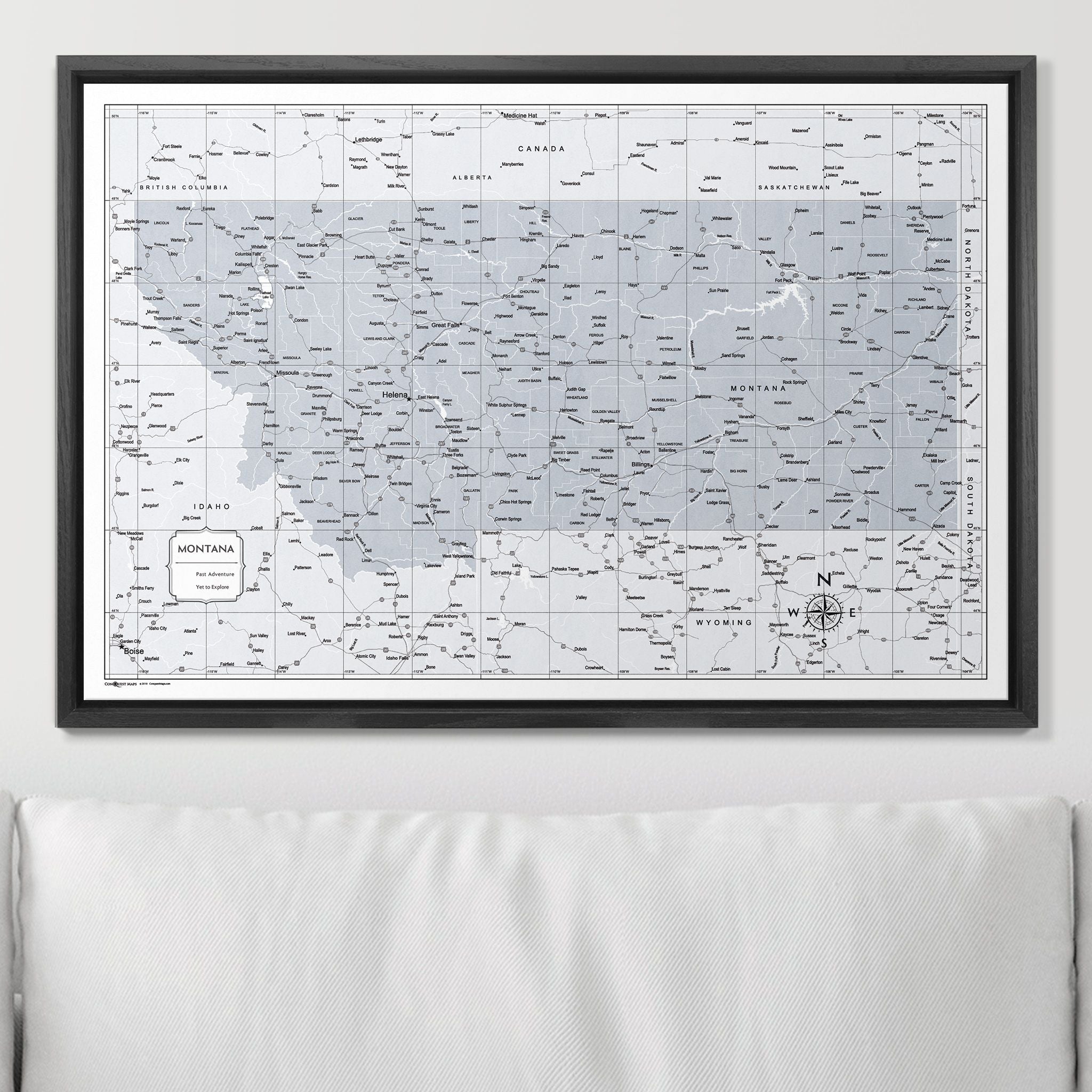 Push Pin Montana Map (Pin Board) - Light Gray Color Splash CM Pin Board