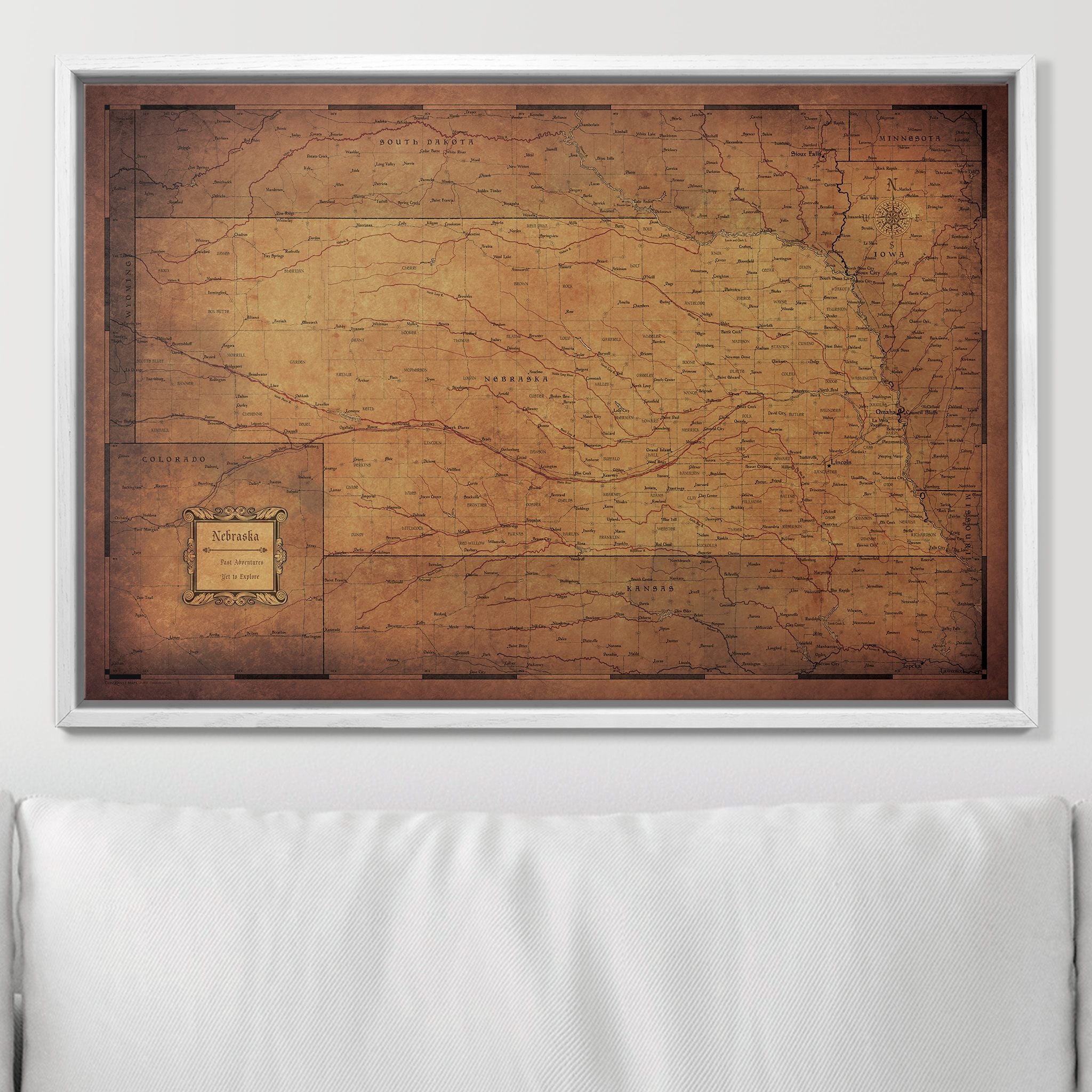 Push Pin Nebraska Map (Pin Board) - Golden Aged CM Pin Board