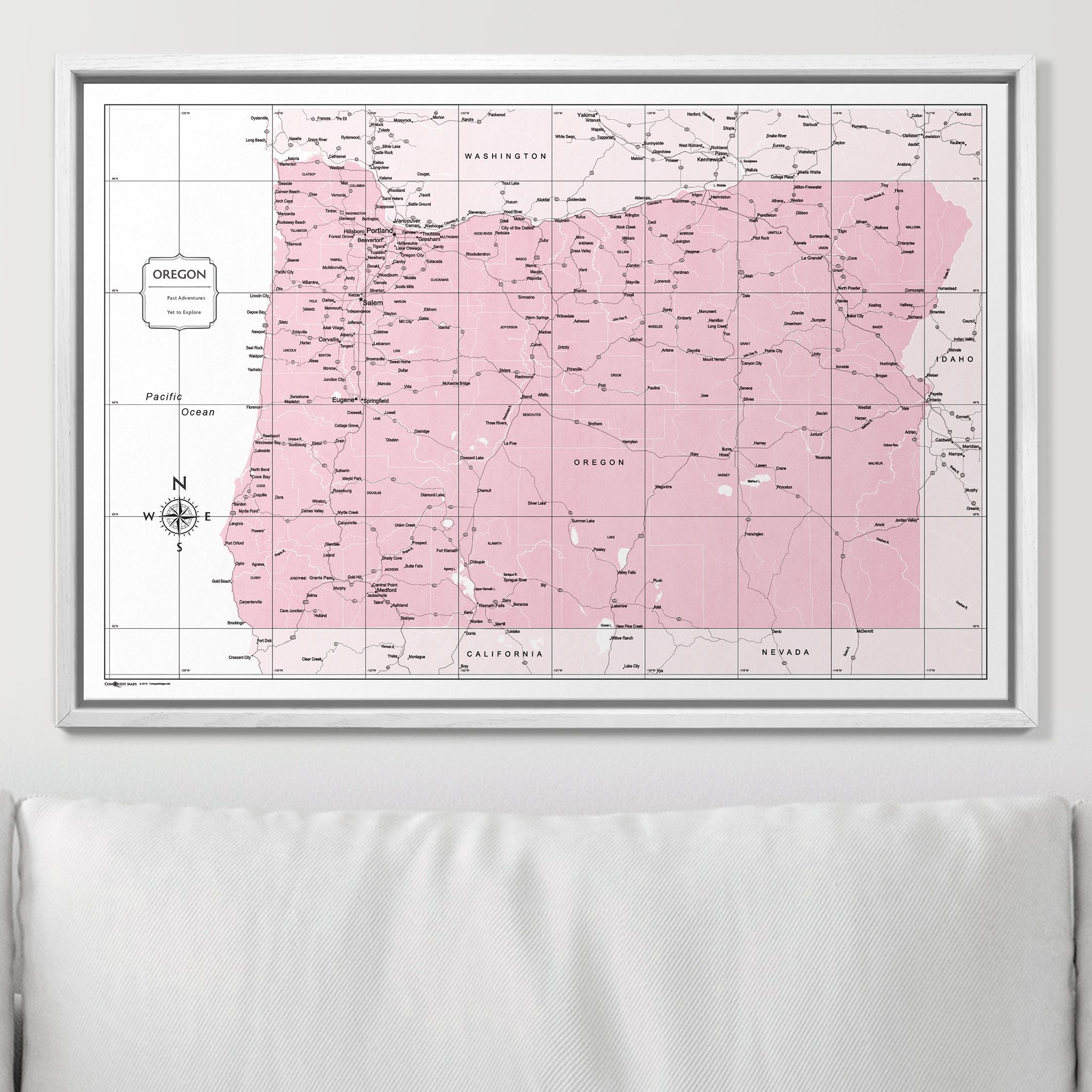 Push Pin Oregon Map (Pin Board) - Pink Color Splash CM Pin Board
