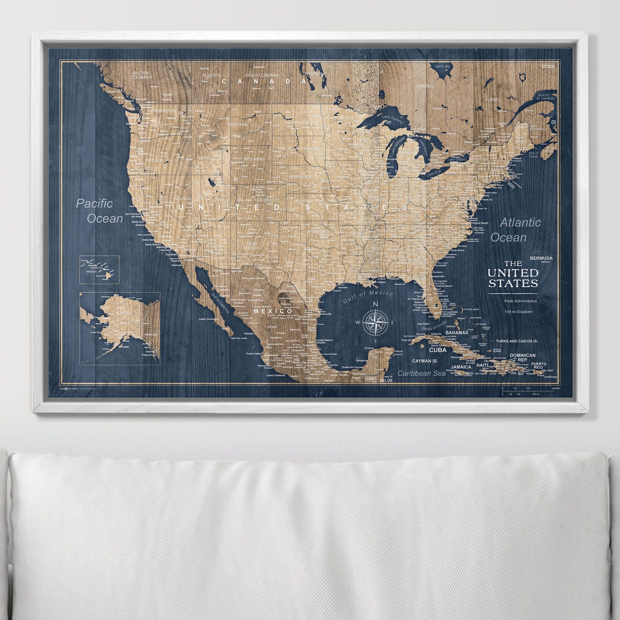 Push Pin USA Map (Pin Board) - Deep-Sea Drift - Overstock Sale! CM Pin Board