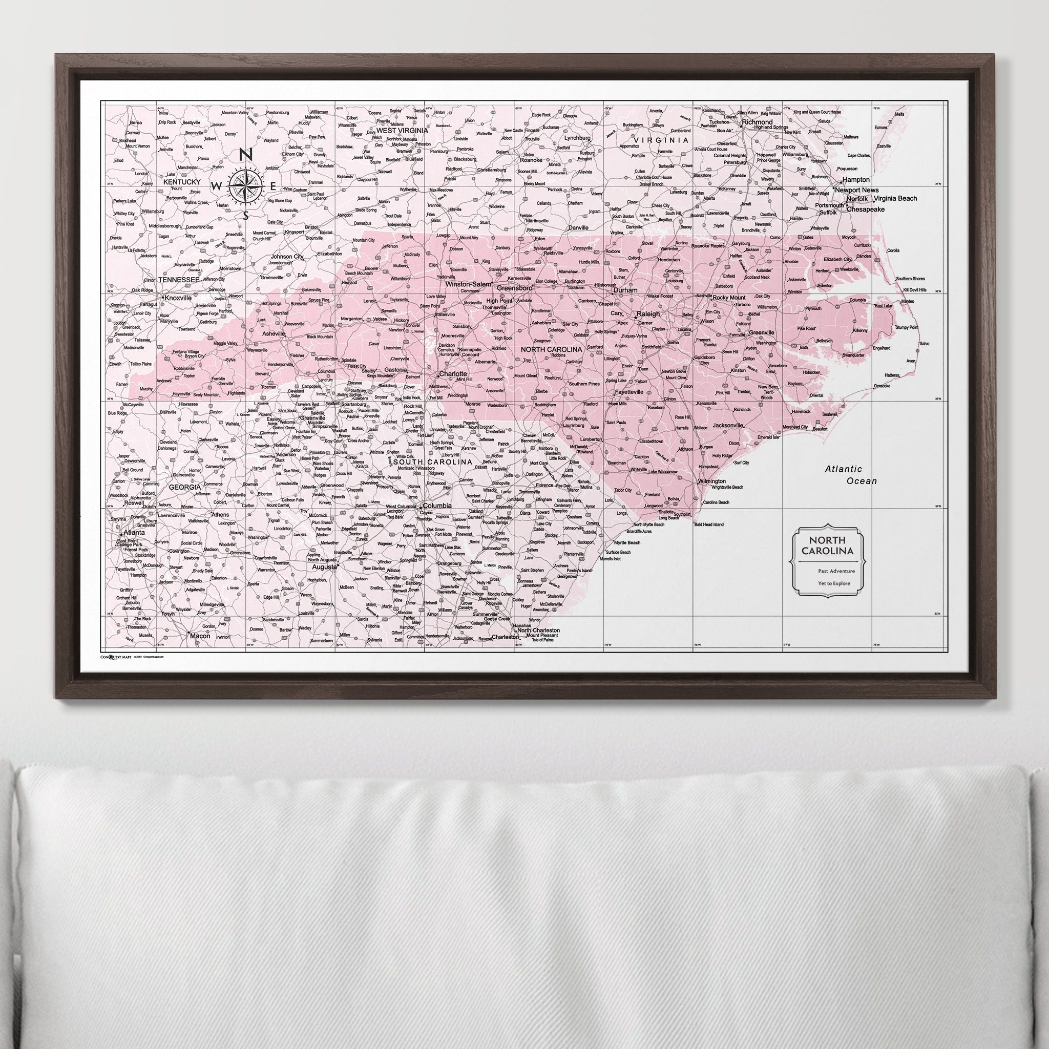Push Pin North Carolina Map (Pin Board) - Pink Color Splash CM Pin Board