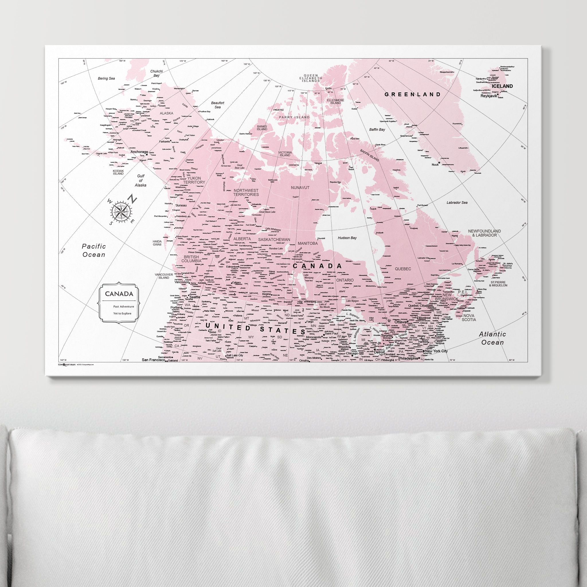 Push Pin Canada Map (Pin Board) - Pink Color Splash CM Pin Board