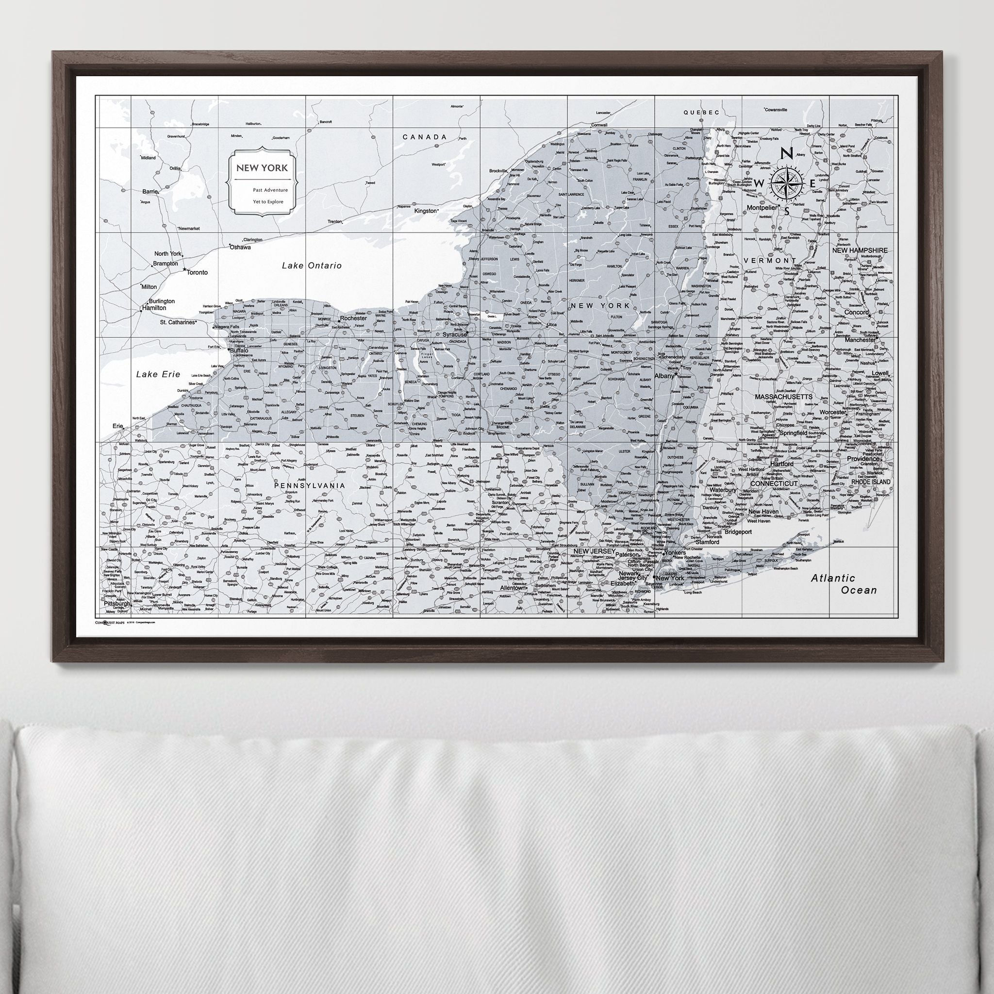 Push Pin New York Map (Pin Board) - Light Gray Color Splash CM Pin Board