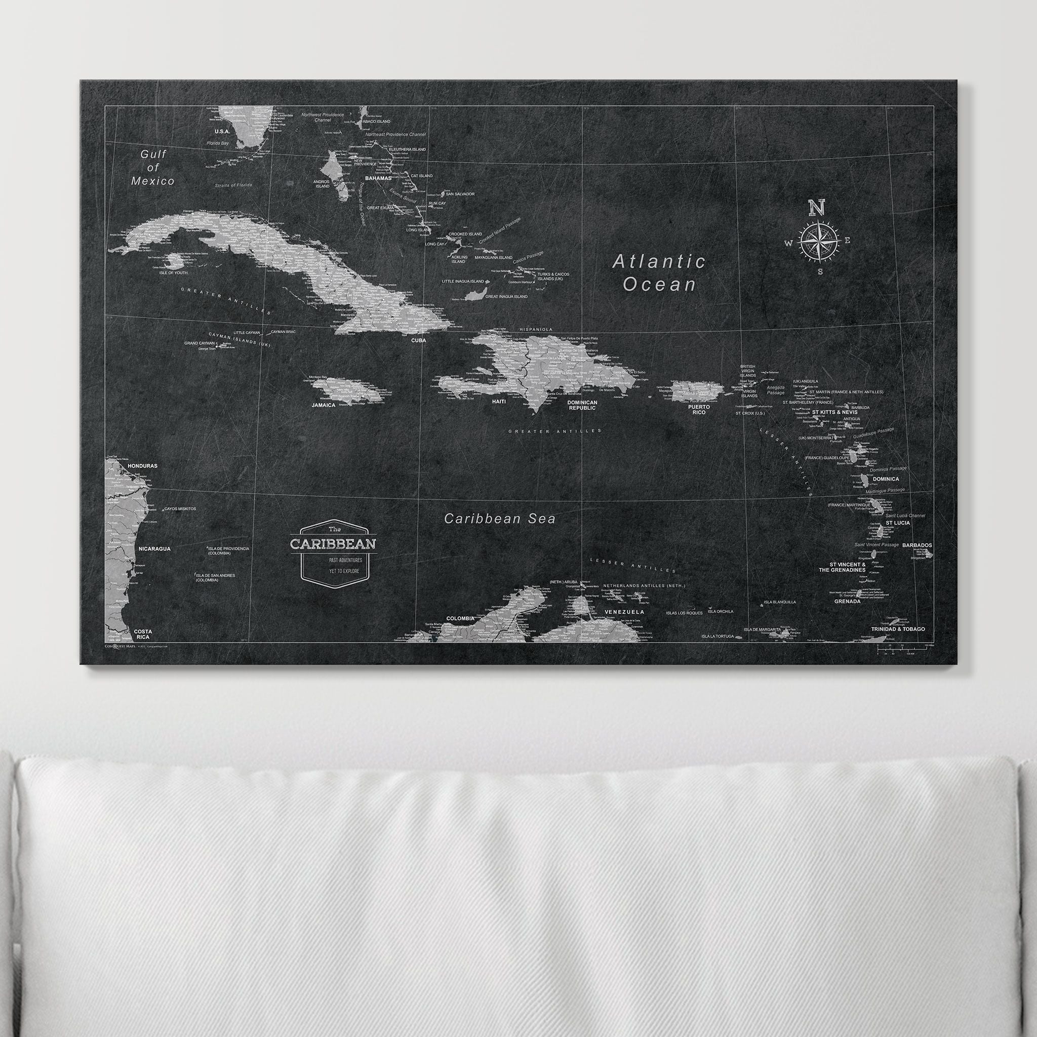Push Pin Caribbean Map (Pin Board) - Desert Sunrise CM Pin Board