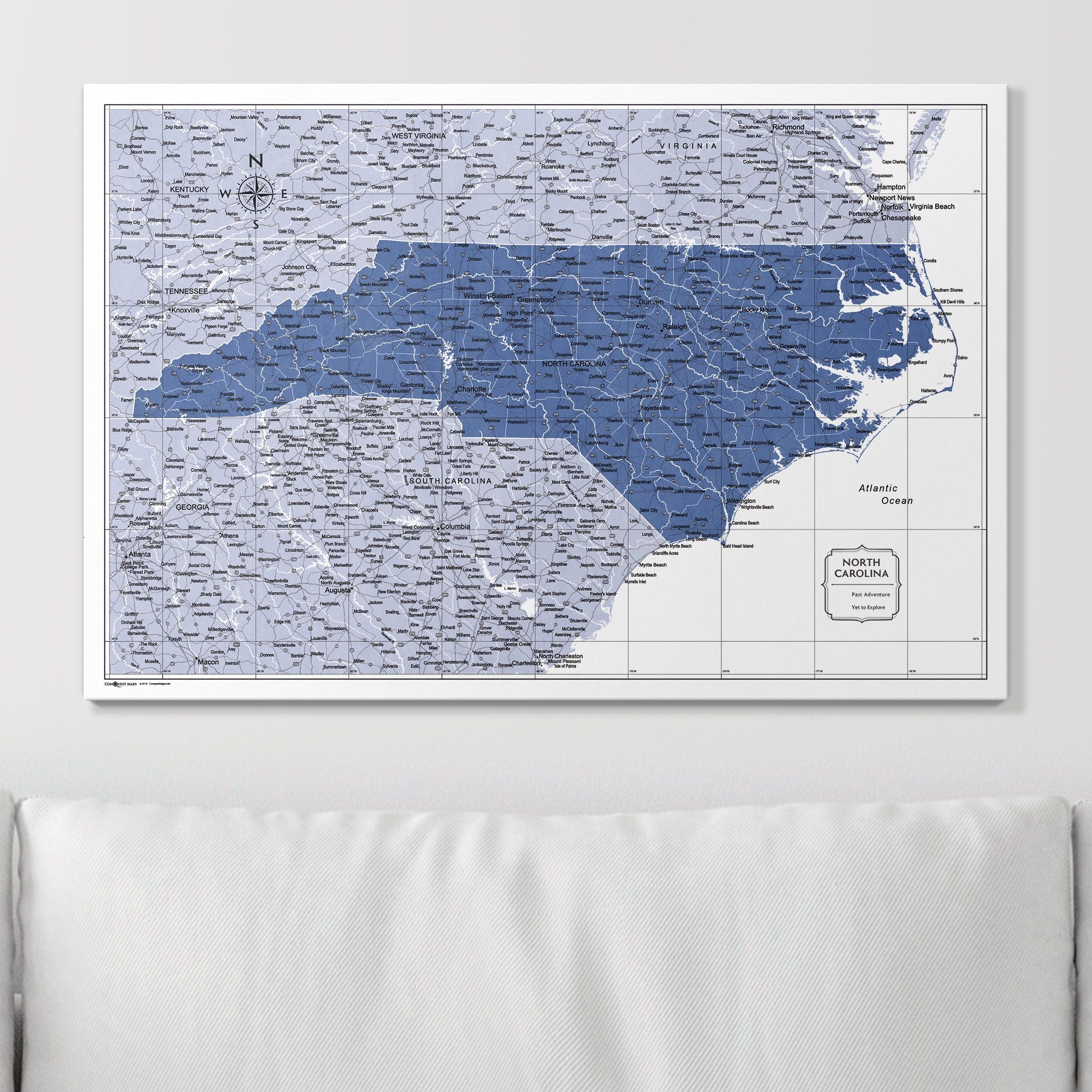 Push Pin North Carolina Map (Pin Board) - Navy Color Splash CM Pin Board