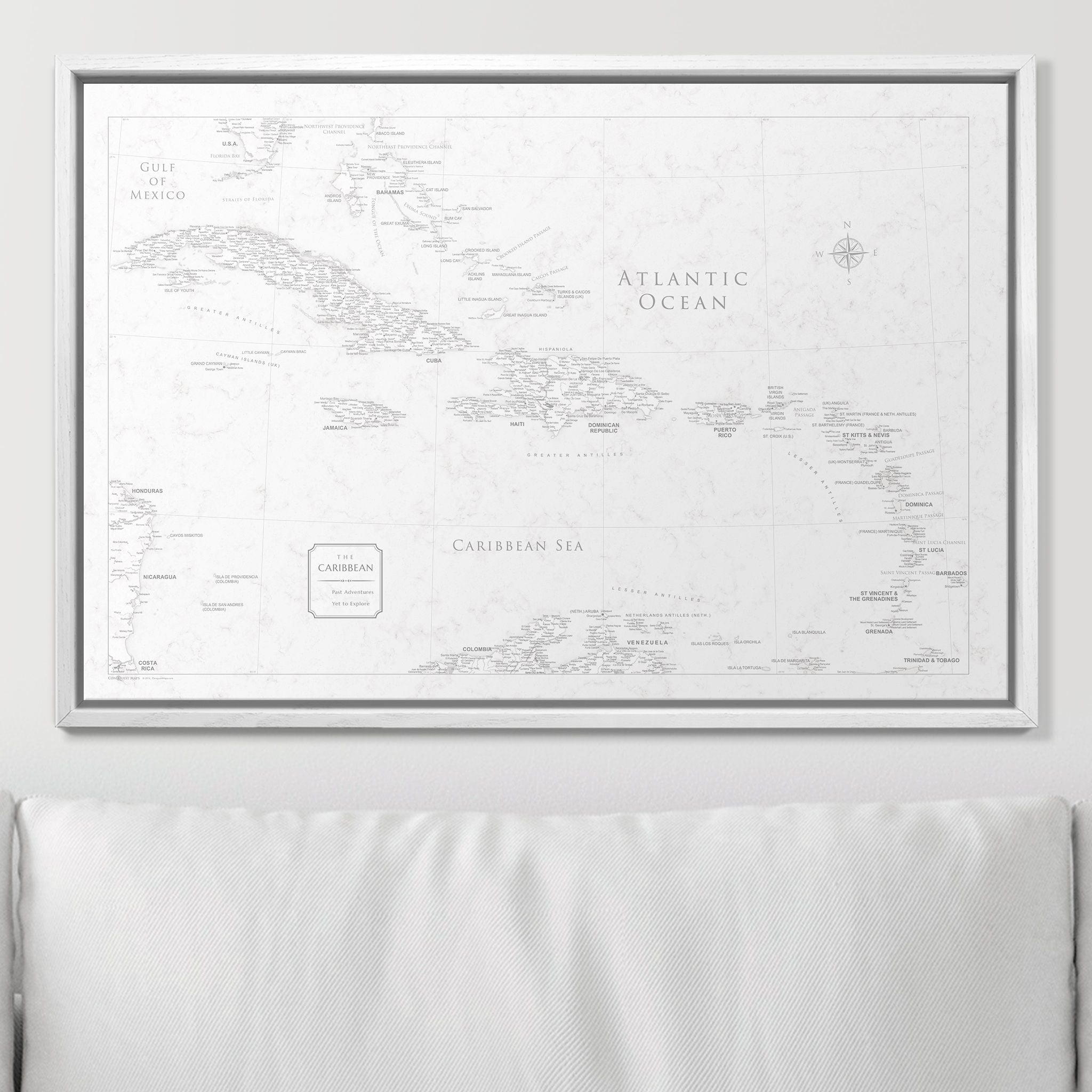 Push Pin Caribbean Map (Pin Board) - Classic Marble CM Pin Board
