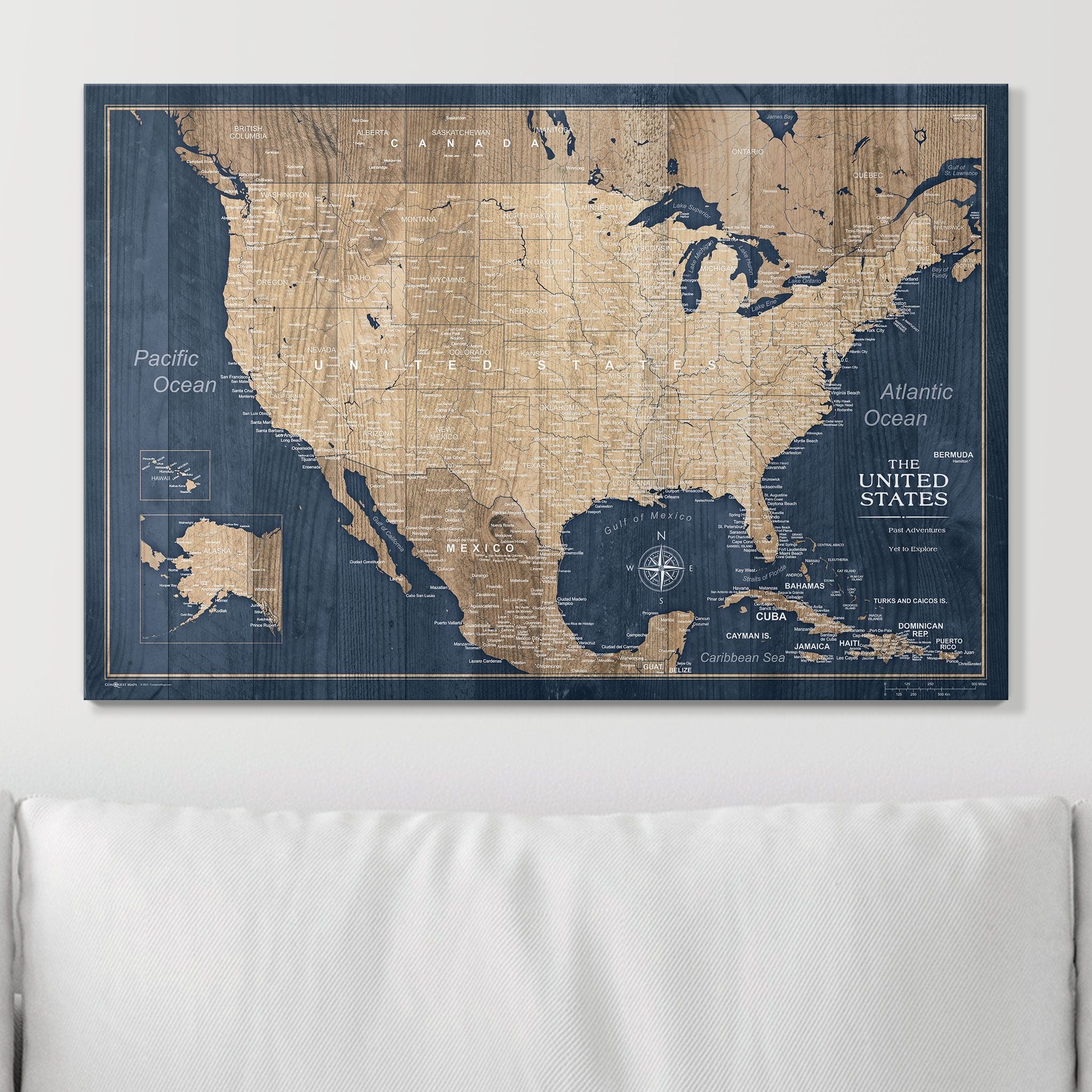 Push Pin USA Map (Pin Board) - Deep-Sea Drift - Overstock Sale! CM Pin Board