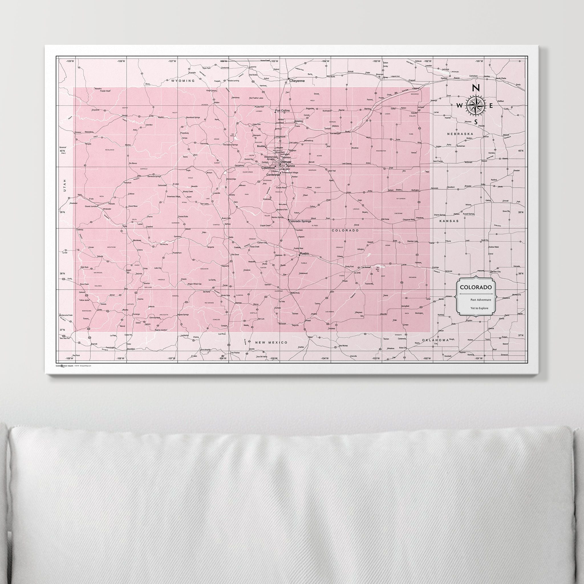 Push Pin Colorado Map (Pin Board) - Pink Color Splash CM Pin Board