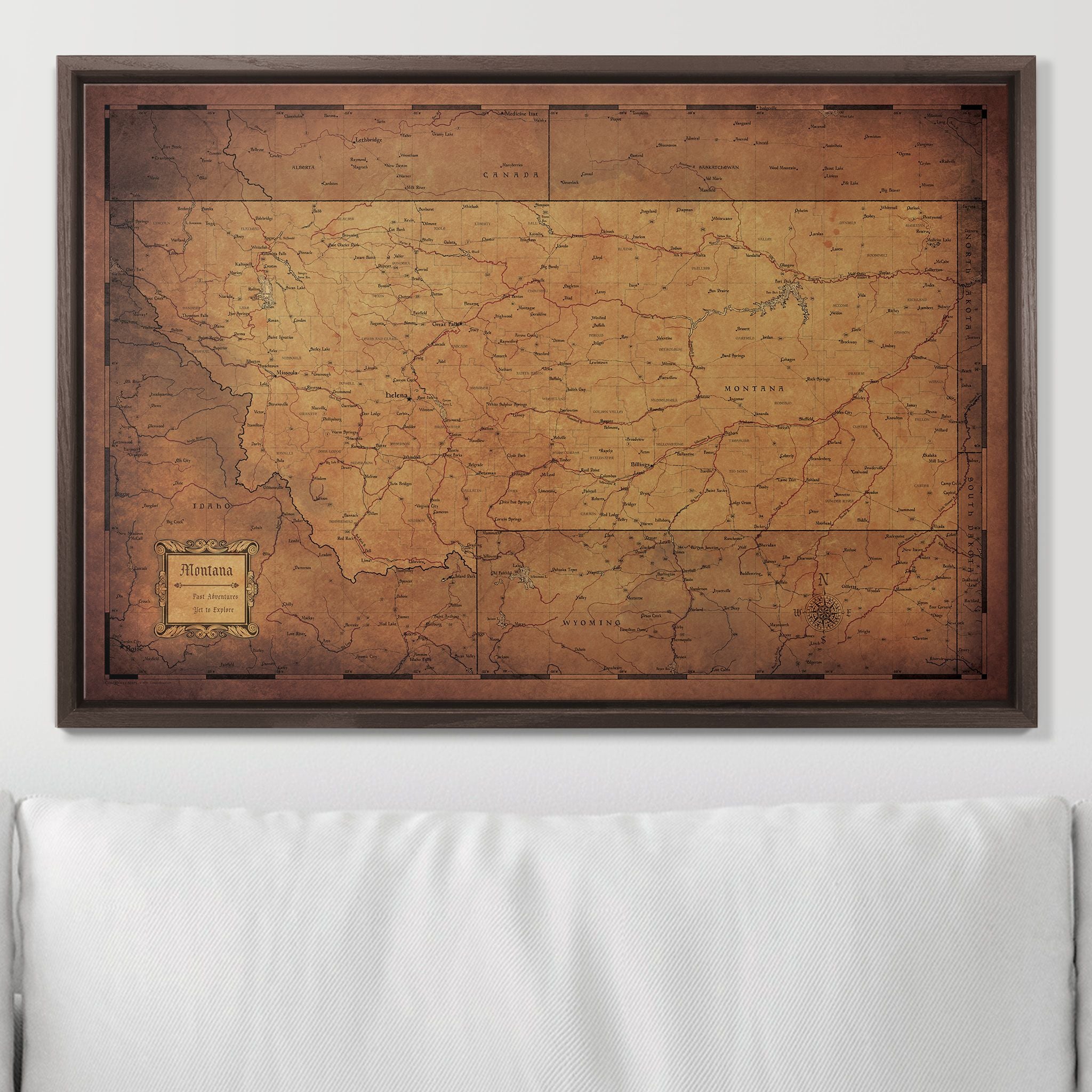 Push Pin Montana Map (Pin Board) - Golden Aged CM Pin Board