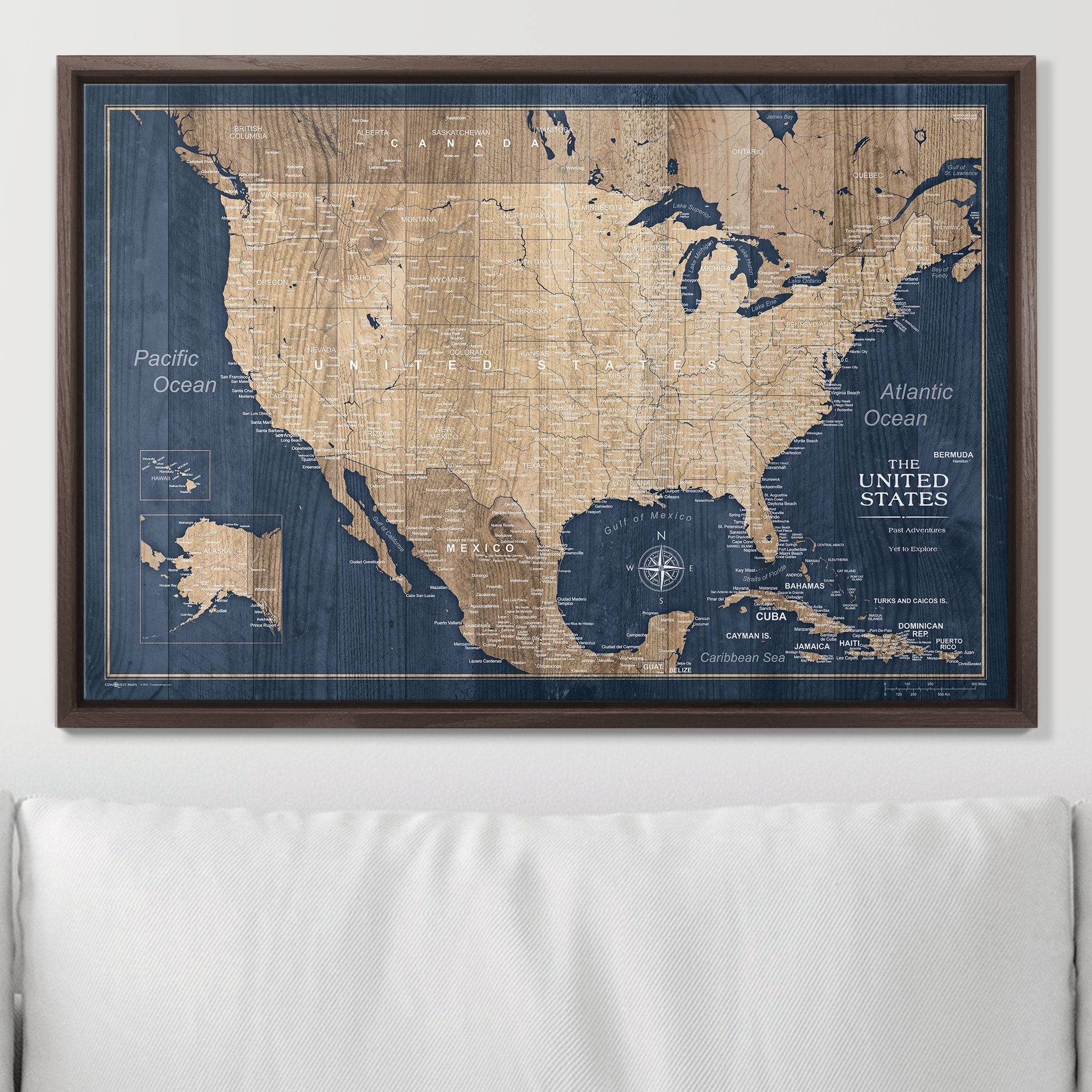 Push Pin USA Map (Pin Board) - Deep-Sea Drift - Overstock Sale! CM Pin Board