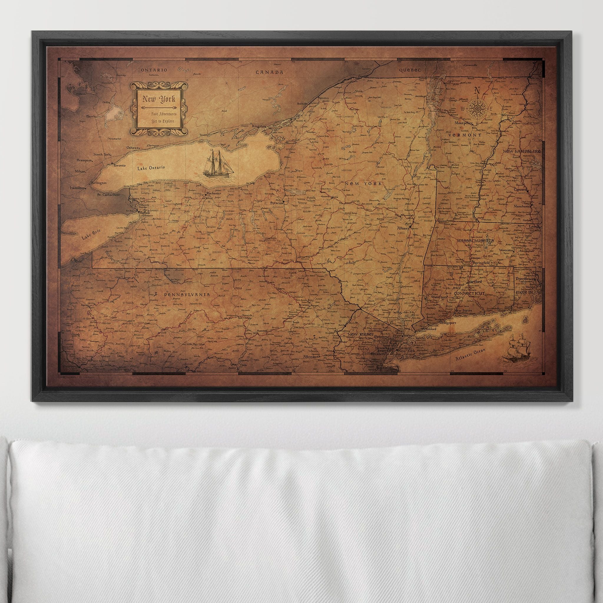 Push Pin New York Map (Pin Board) - Golden Aged CM Pin Board