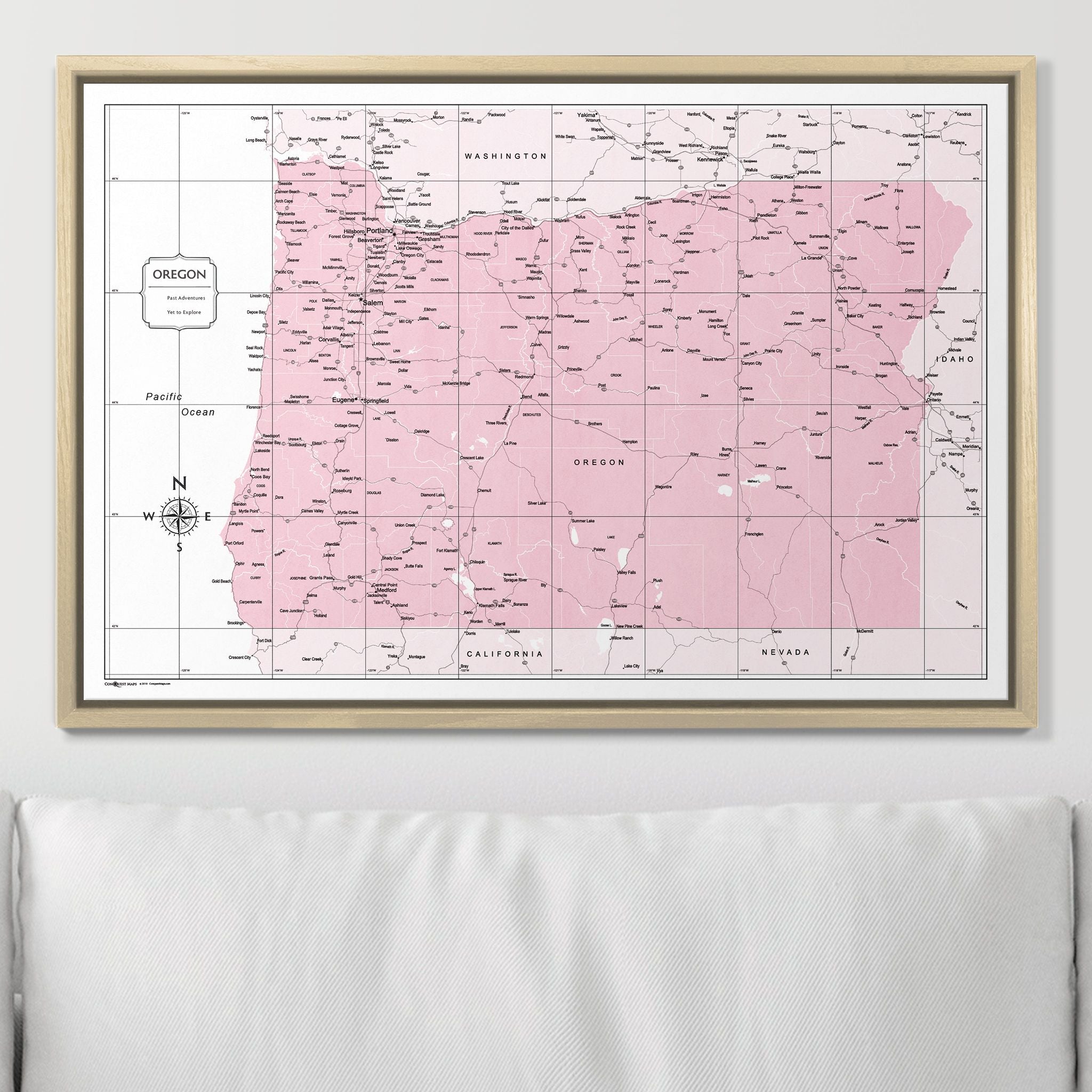 Push Pin Oregon Map (Pin Board) - Pink Color Splash CM Pin Board