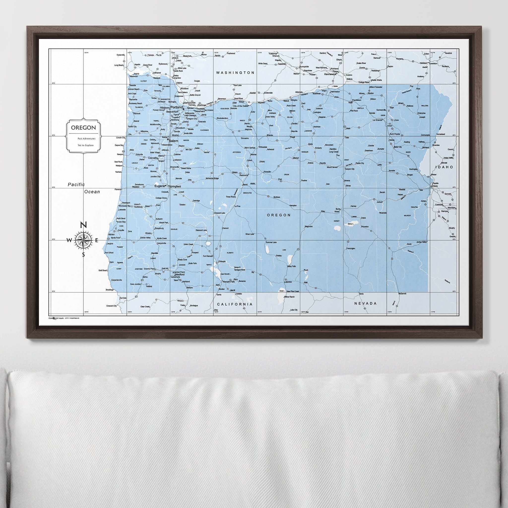 Push Pin Oregon Map (Pin Board) - Light Blue Color Splash CM Pin Board