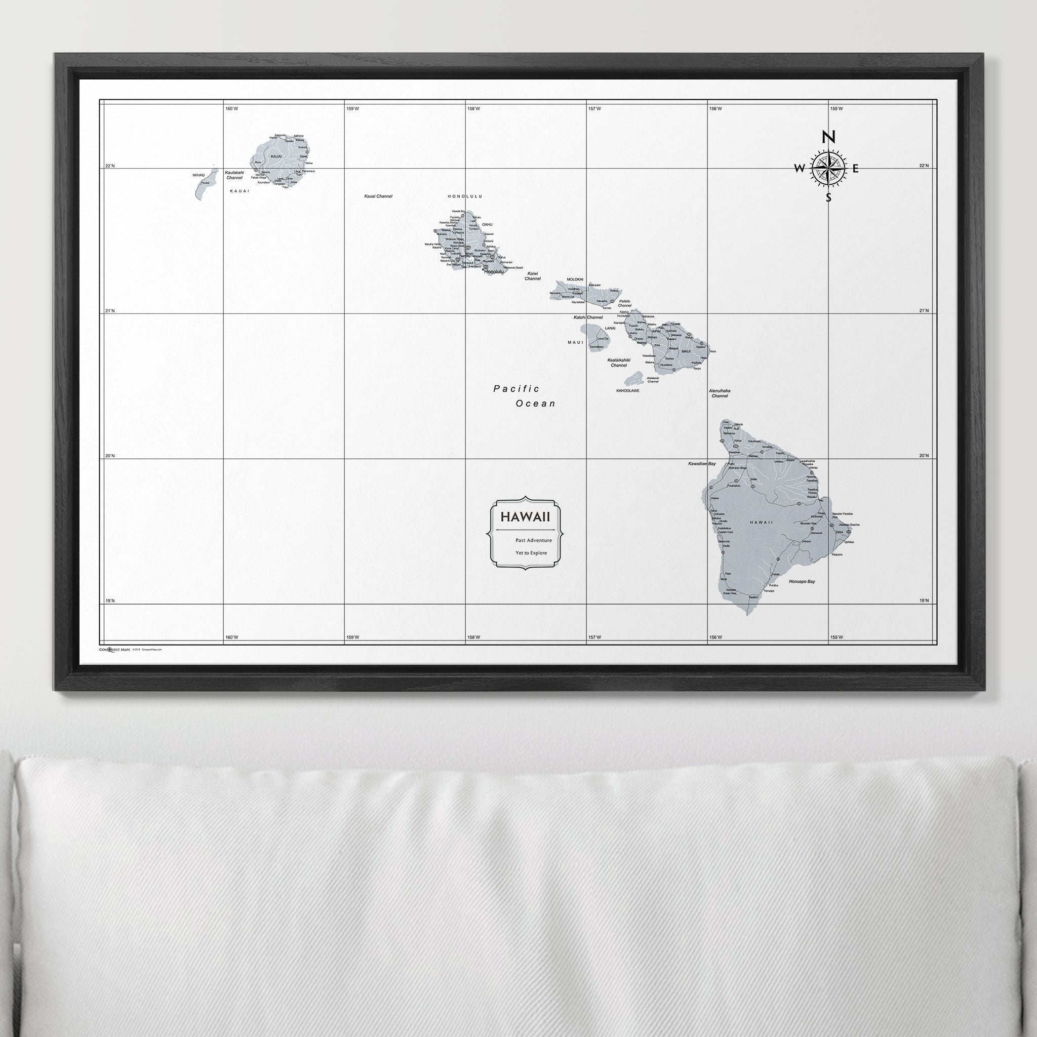 Push Pin Hawaii Map (Pin Board) - Light Gray Color Splash CM Pin Board