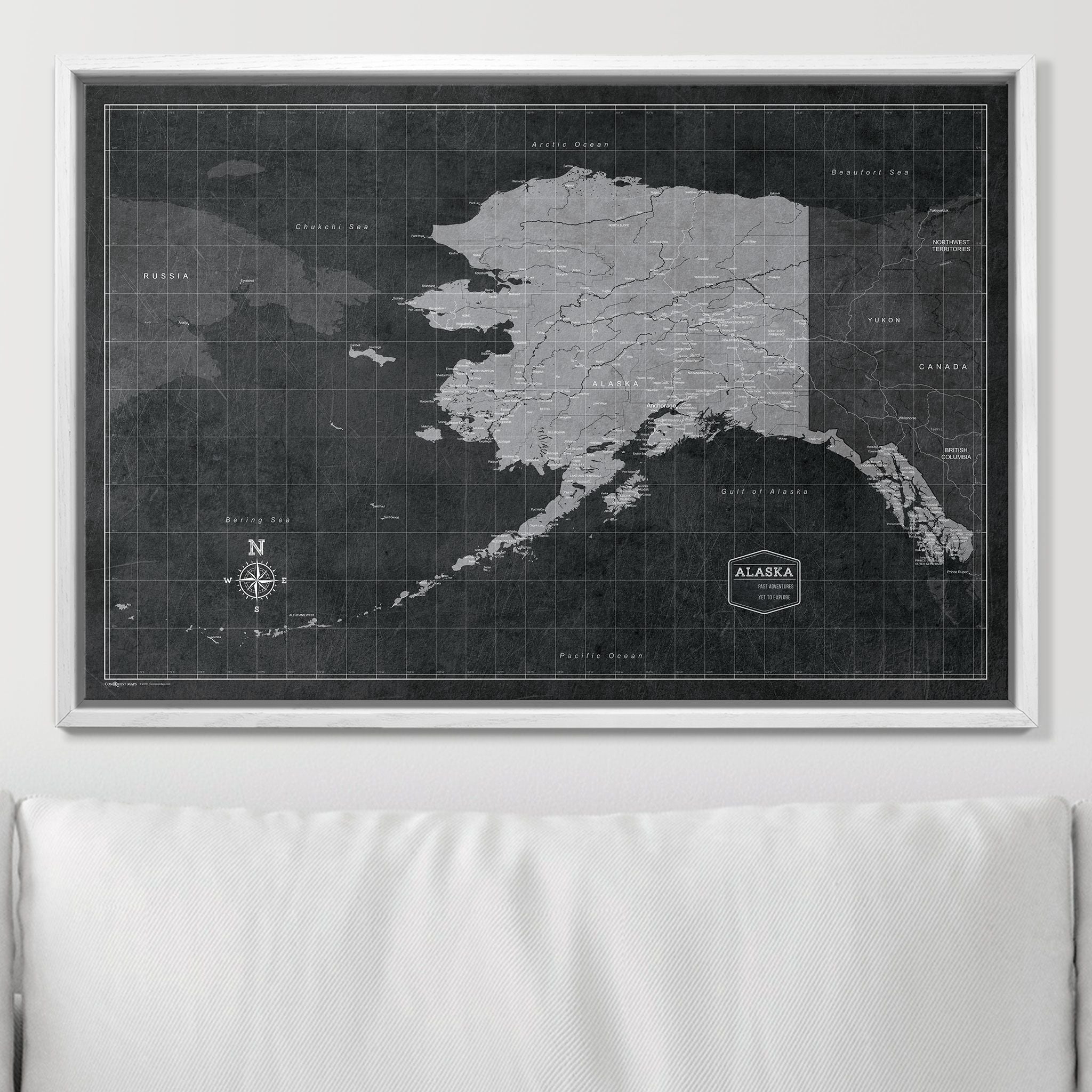 Push Pin Alaska Map (Pin Board) - Modern Slate CM Pin Board