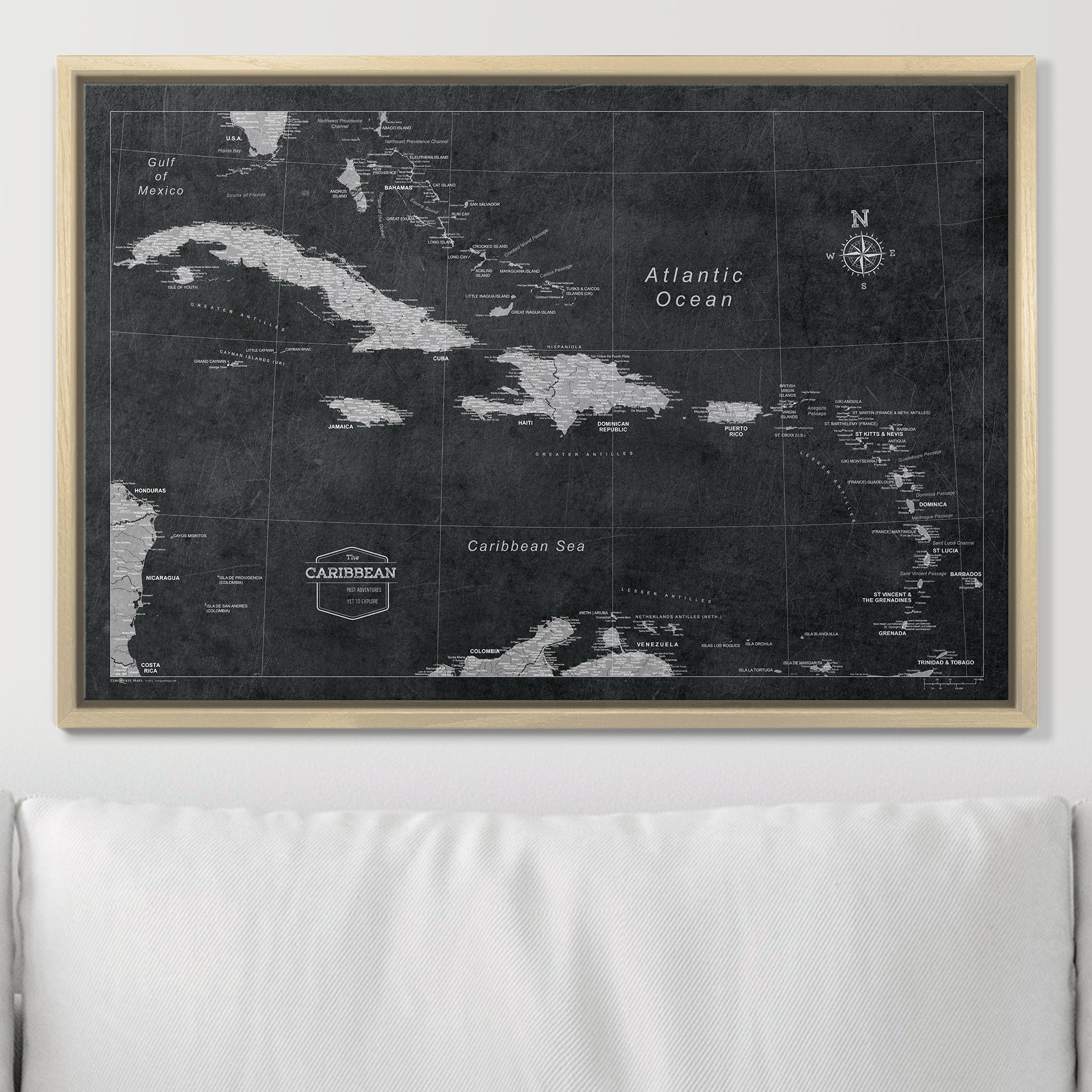 Push Pin Caribbean Map (Pin Board) - Desert Sunrise CM Pin Board