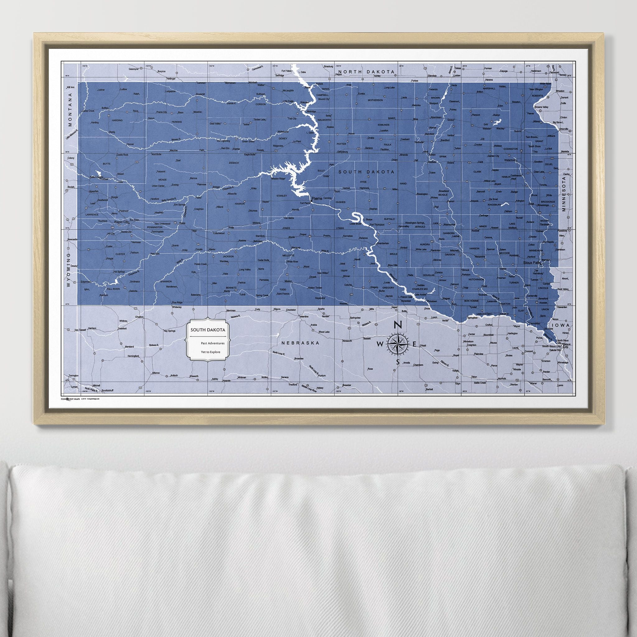 Push Pin South Dakota Map (Pin Board) - Navy Color Splash CM Pin Board