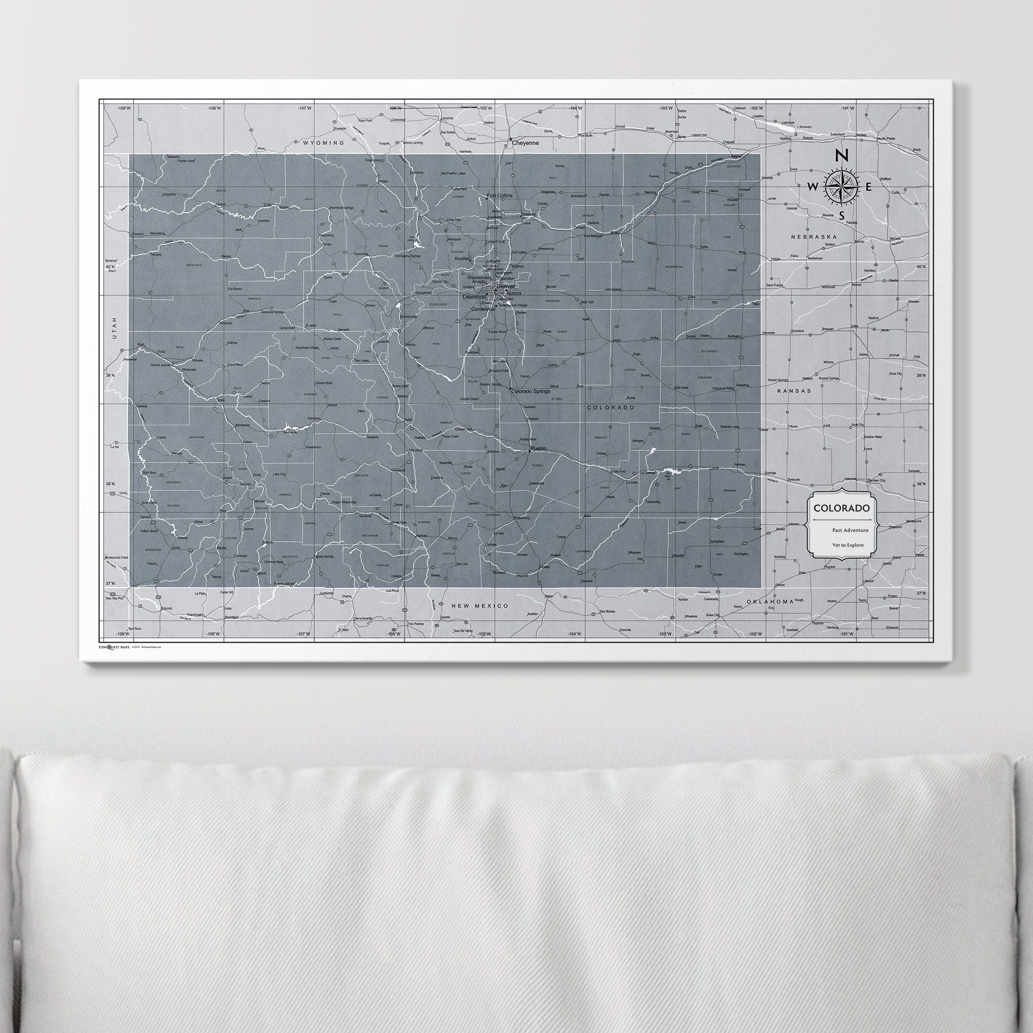 Push Pin Colorado Map (Pin Board) - Dark Gray Color Splash CM Pin Board