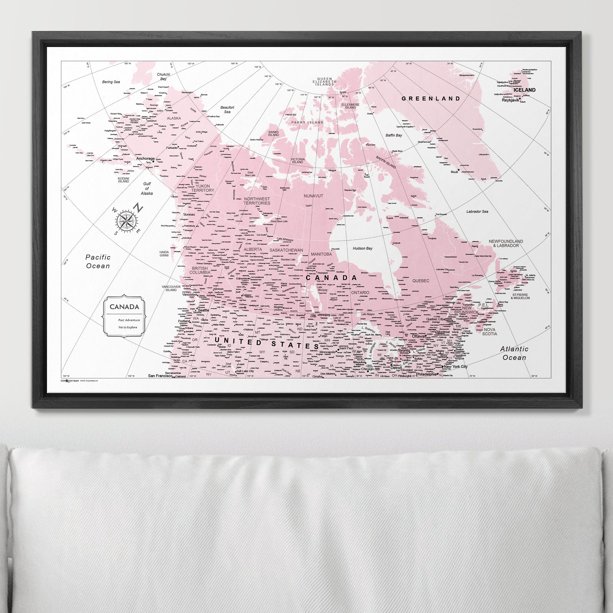 Push Pin Canada Map (Pin Board) - Pink Color Splash CM Pin Board
