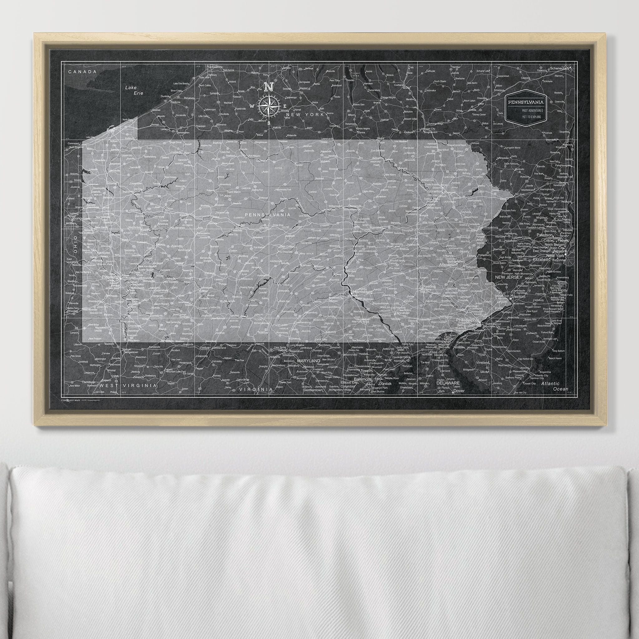 Push Pin Pennsylvania Map (Pin Board) - Modern Slate CM Pin Board