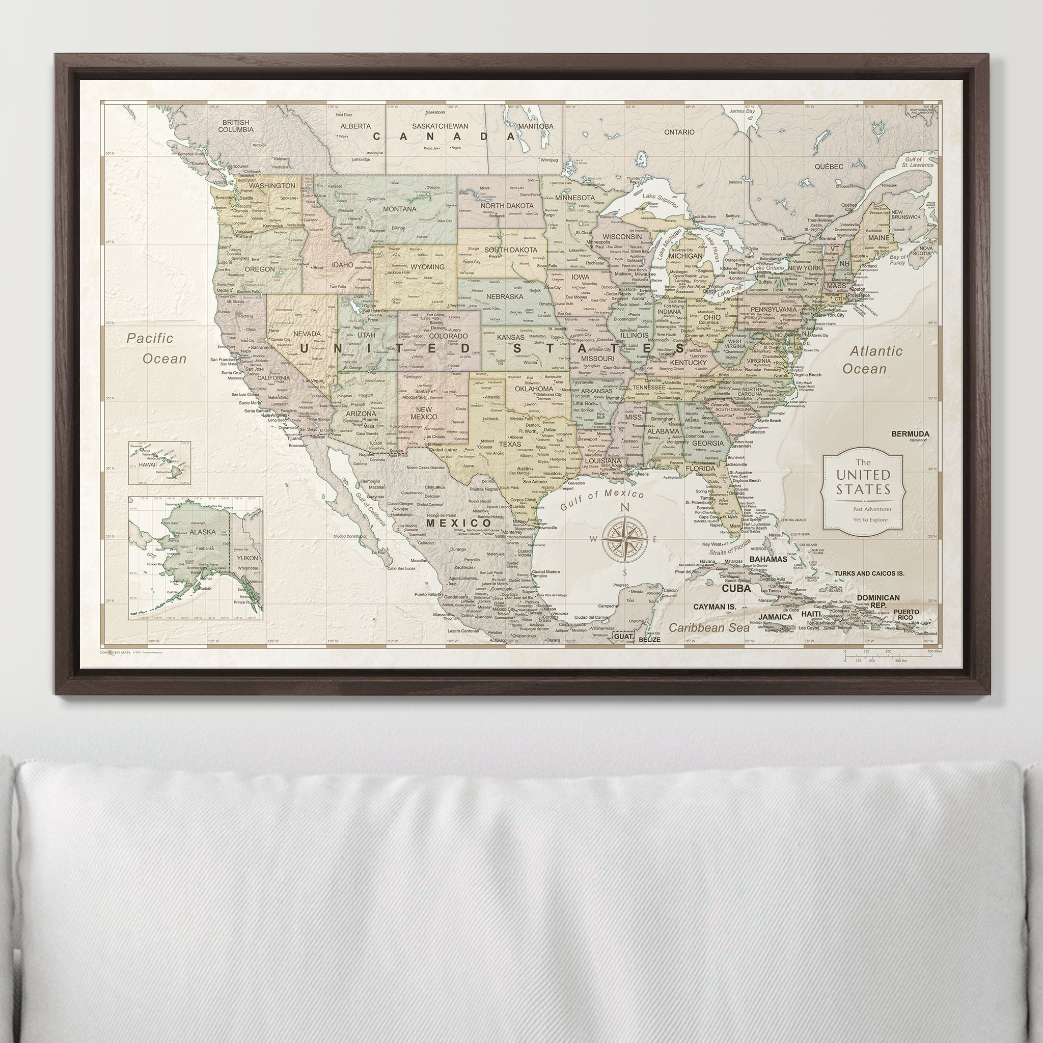 Push Pin USA Map (Pin Board) - Desert Sunrise - Overstock Sale CM Pin Board
