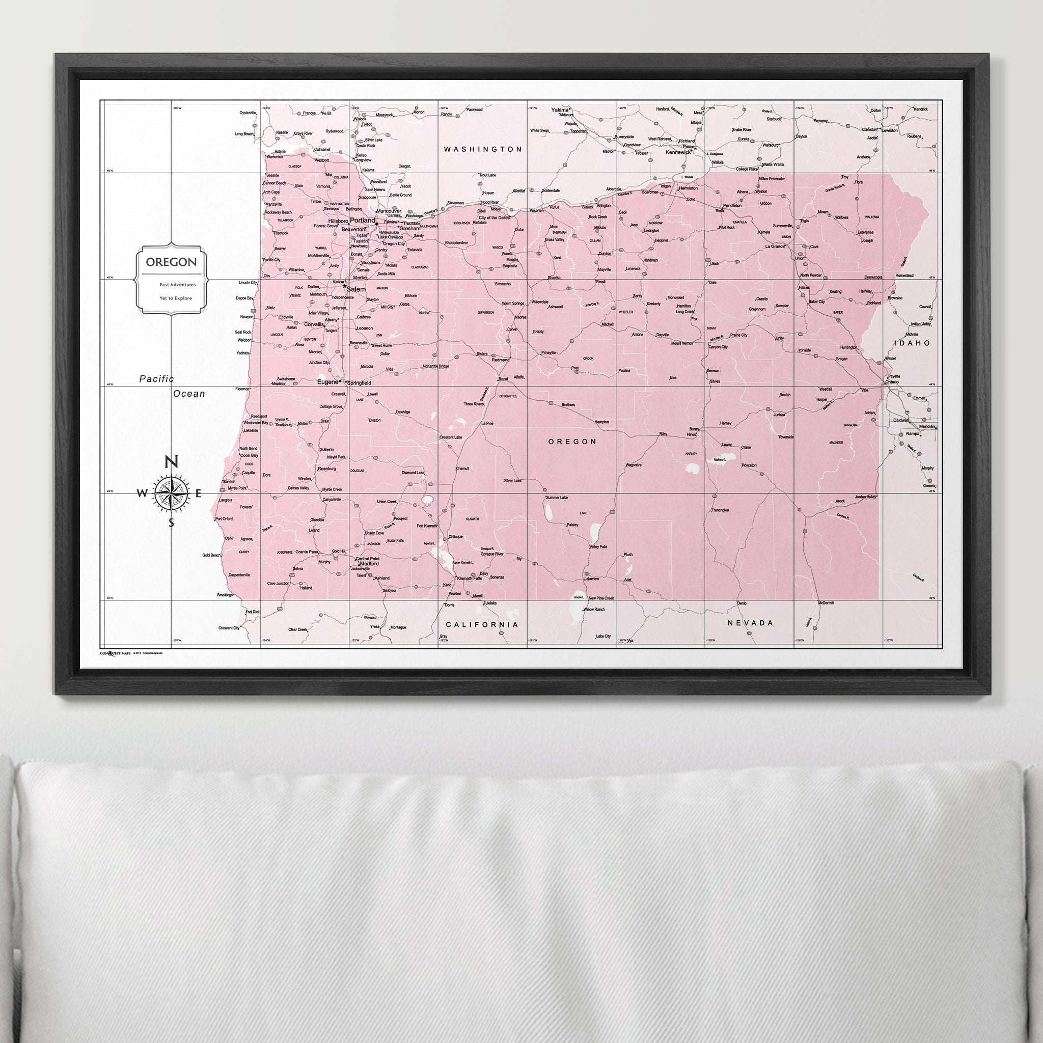 Push Pin Oregon Map (Pin Board) - Pink Color Splash CM Pin Board