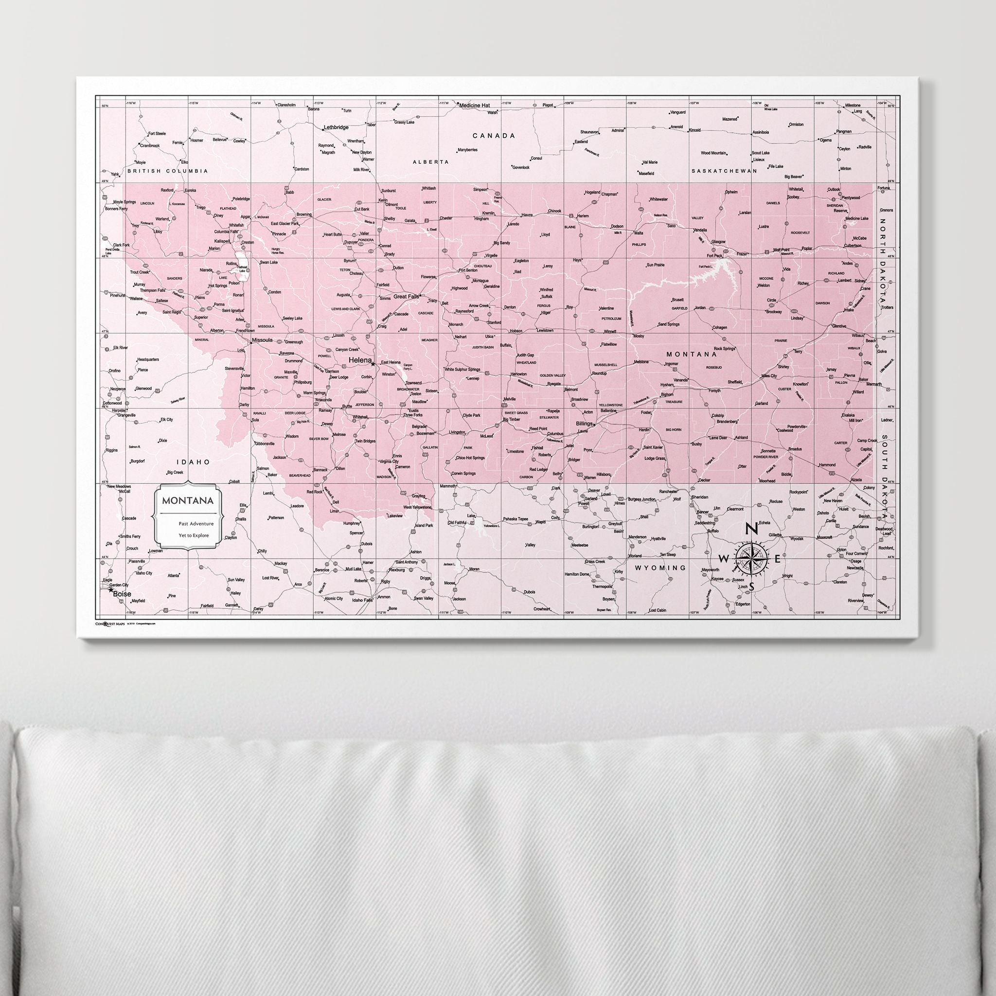 Push Pin Montana Map (Pin Board) - Pink Color Splash CM Pin Board